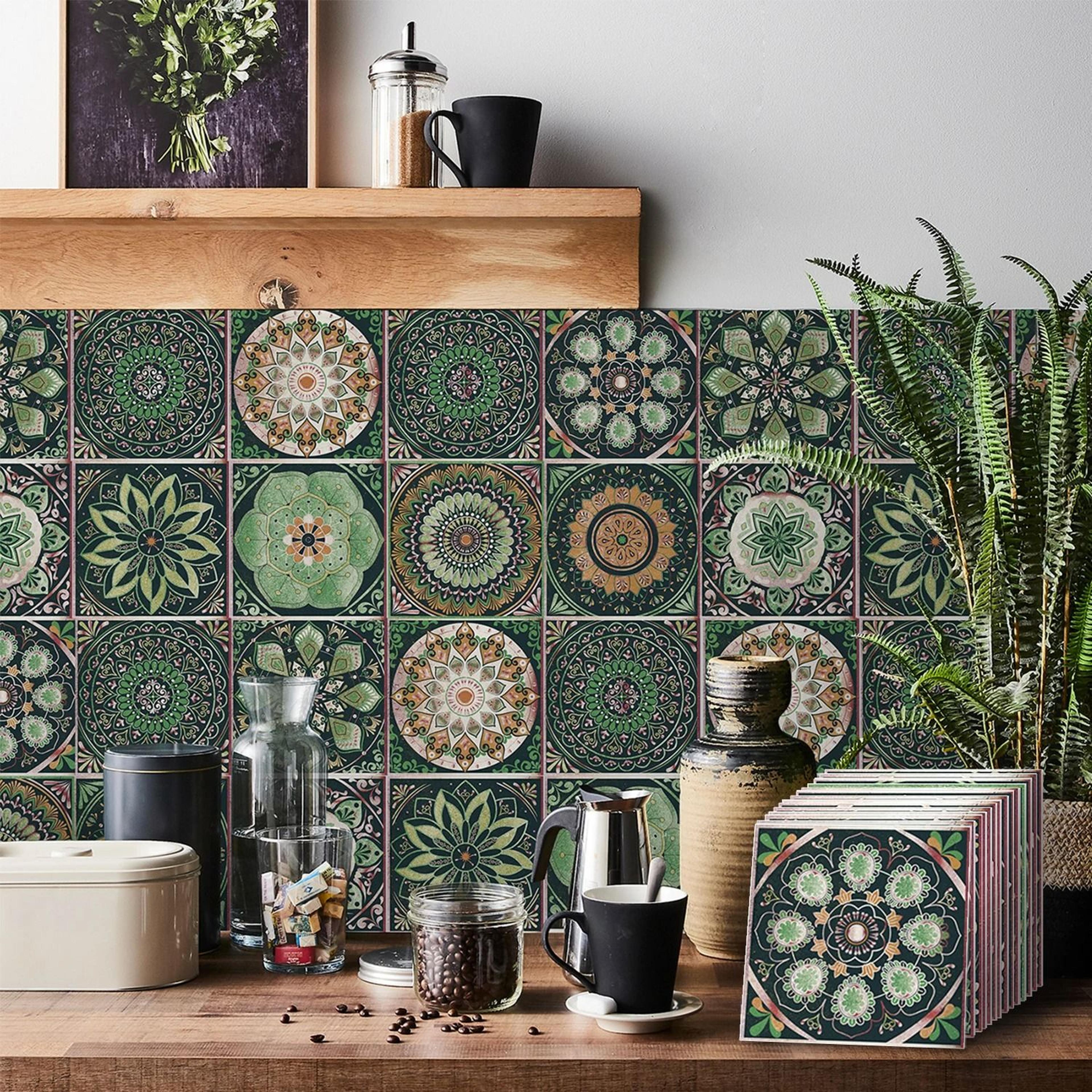 24-piece set tile self adhesive waterproof wall stickers for kitchen backsplash, living room, and bedroom