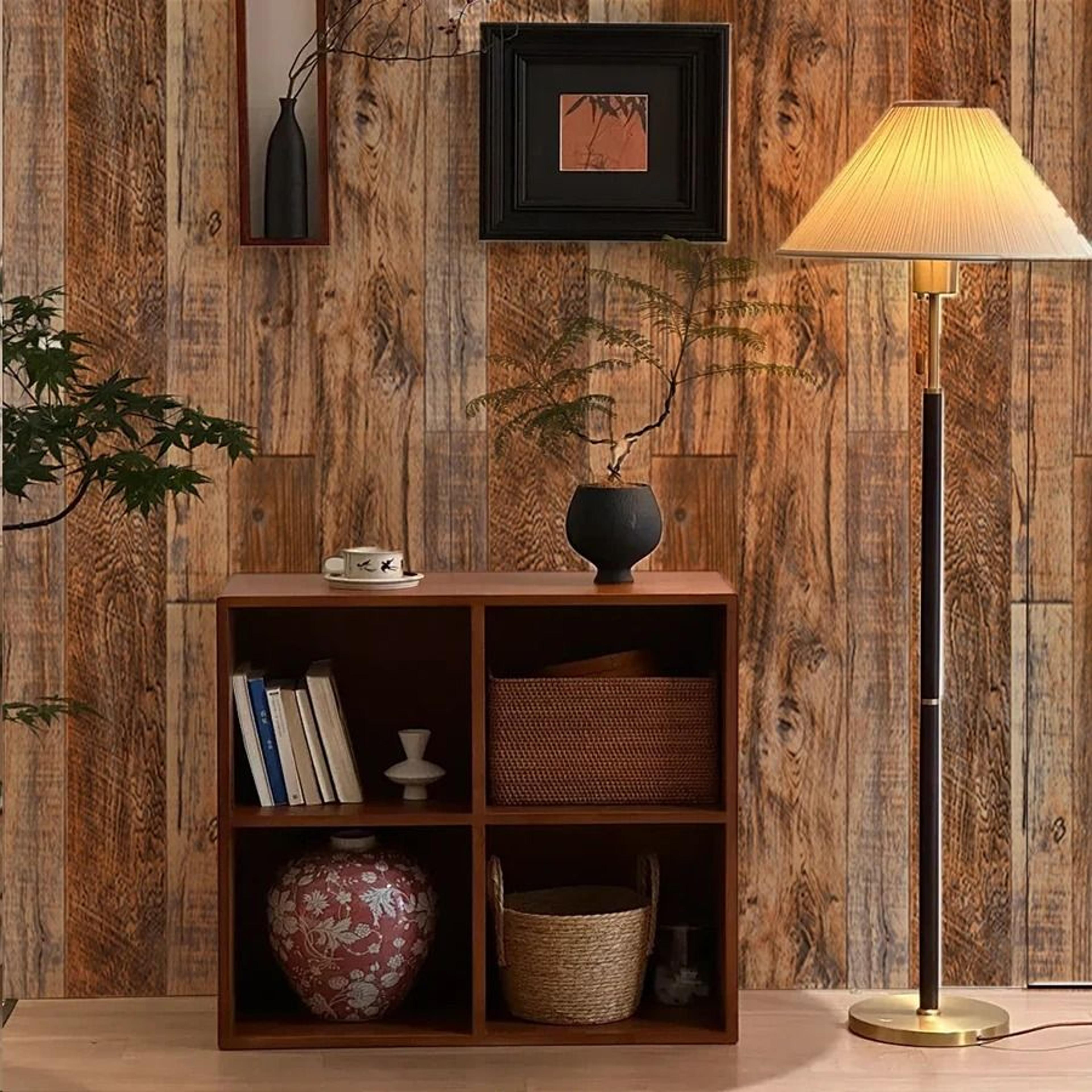 imitation wood grain self adhesive pvc wallpaper wall sticker for restaurant, living room, and bedroom