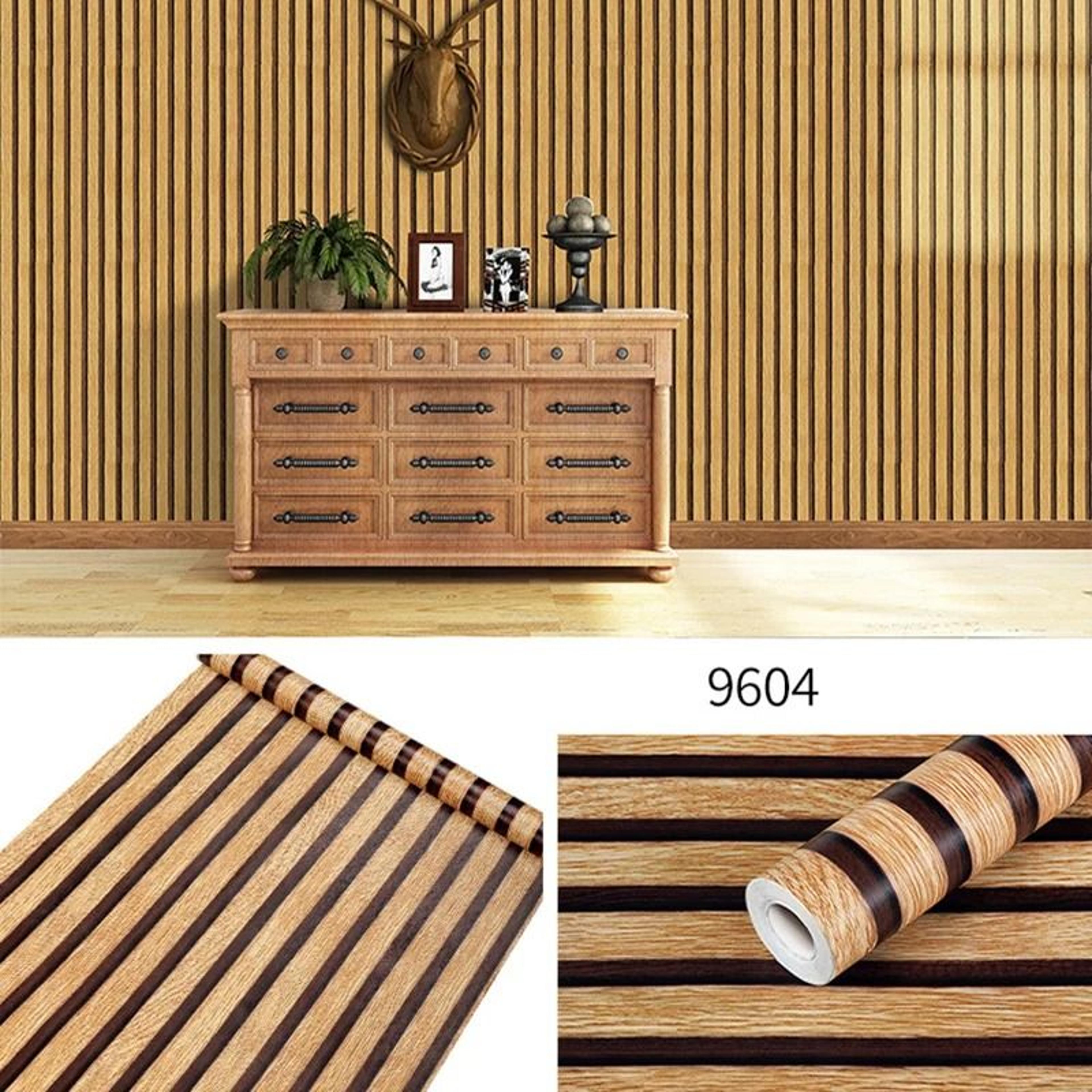 pvc wood striped self adhesive wallpaper background wall desk cabinet furniture renovation waterproof sticker