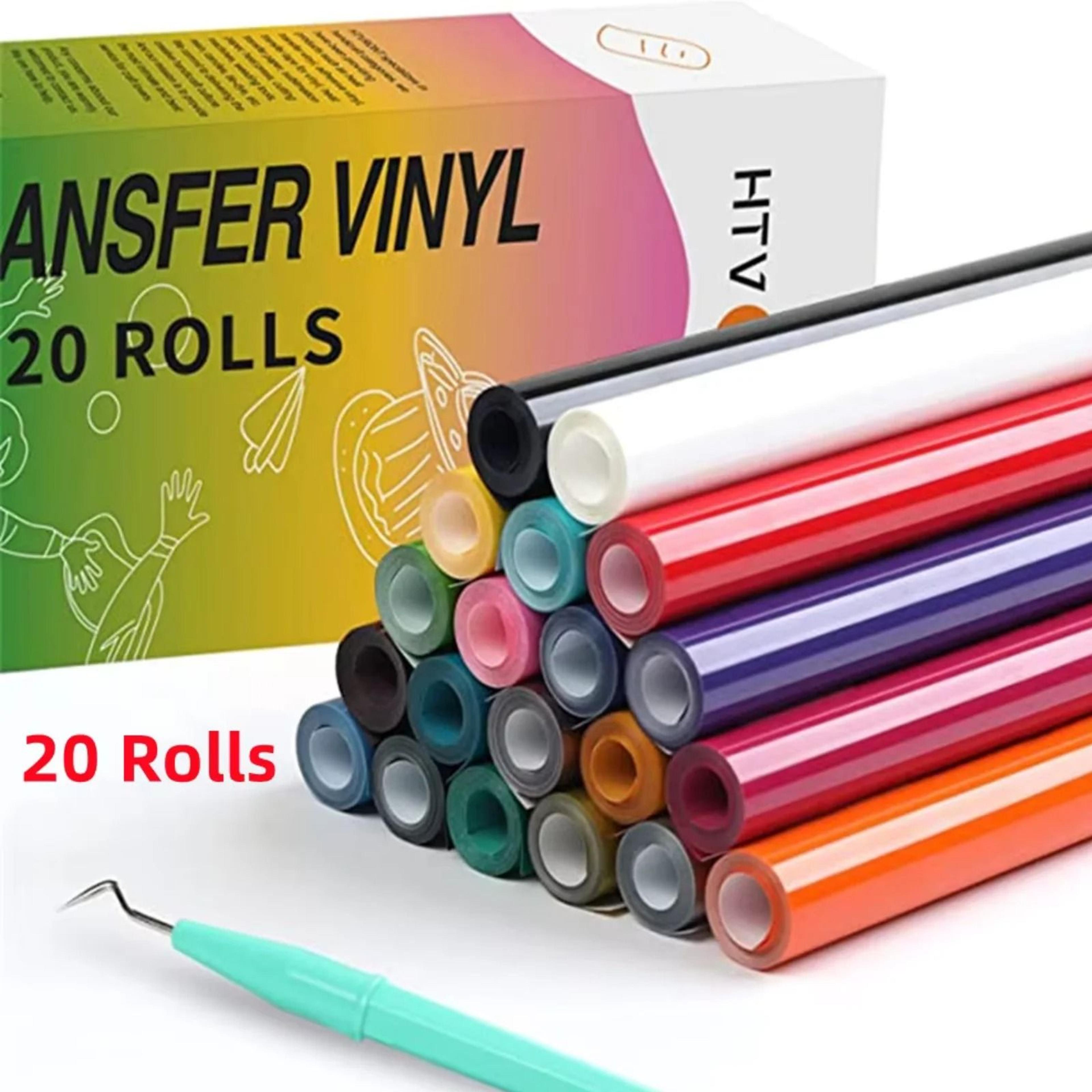 20 rolls htv heat transfer vinyl iron on tshirt textile film for crafting