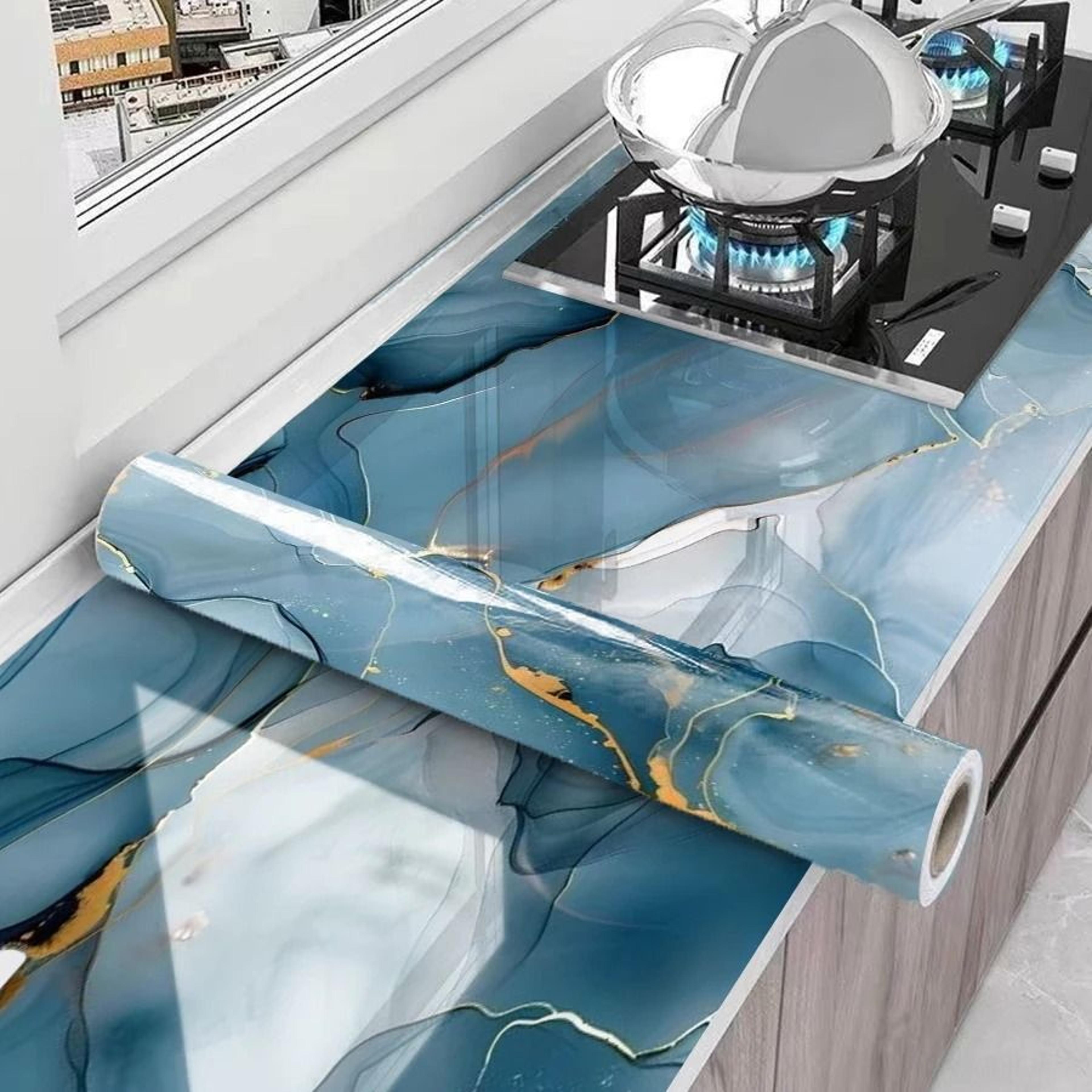 cobalt blue surface covering waterproof oil proof self adhesive pvc contact paper for kitchen counters and dining walls