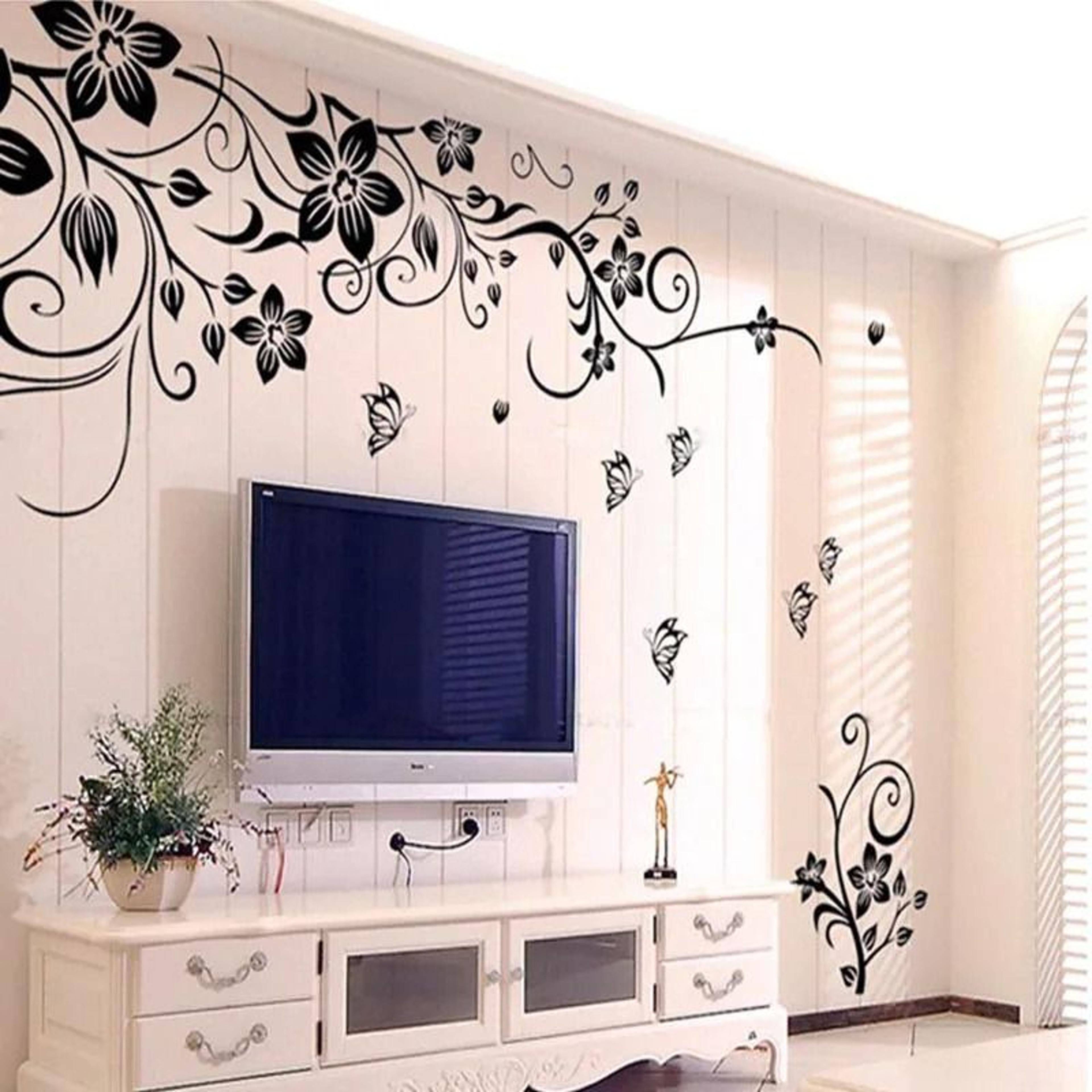 romantic floral art mural decal waterproof self adhesive vinyl wall sticker for bedroom living room and home decor