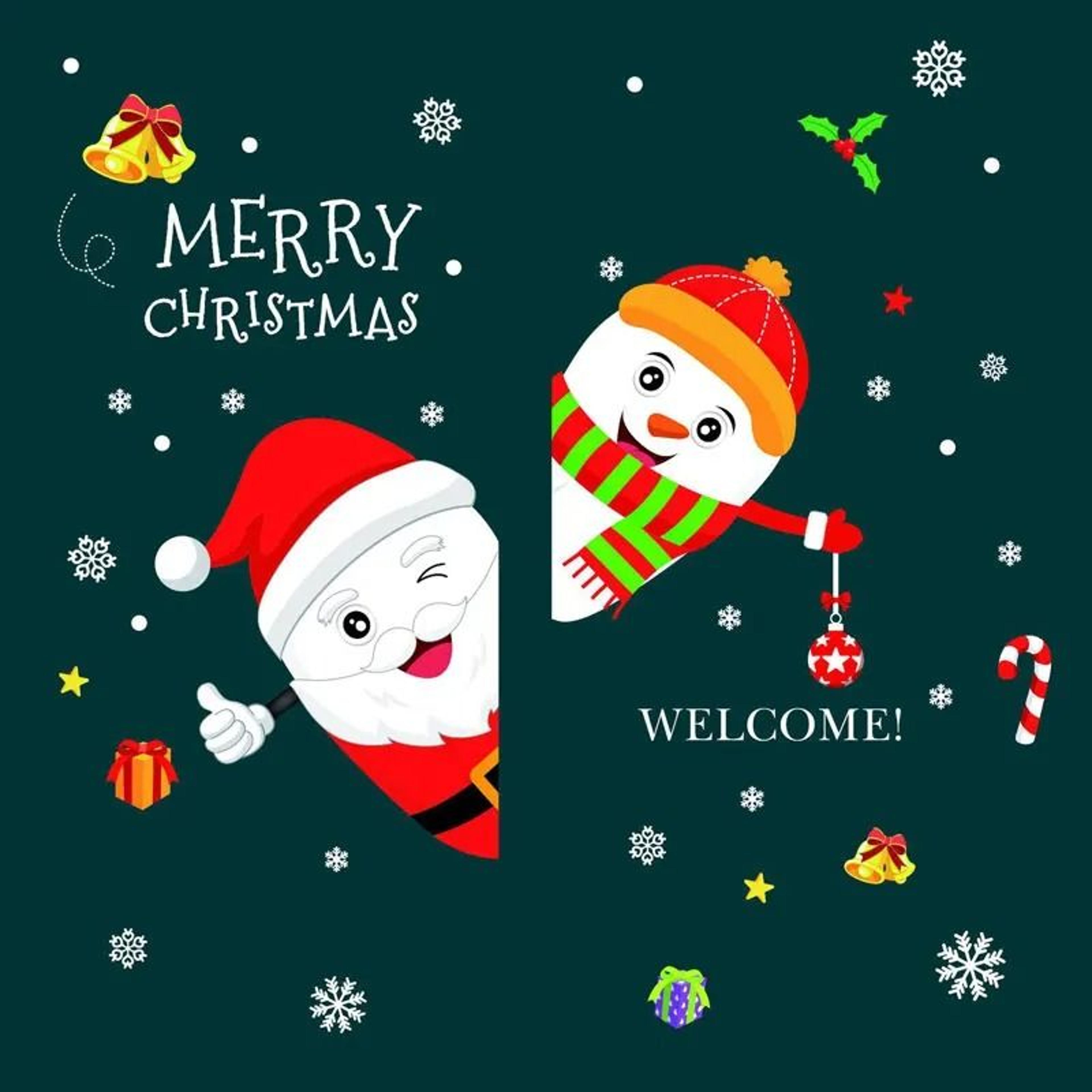 seasonal holiday celebration window decals removable waterproof pvc glass stickers for christmas and new year decor