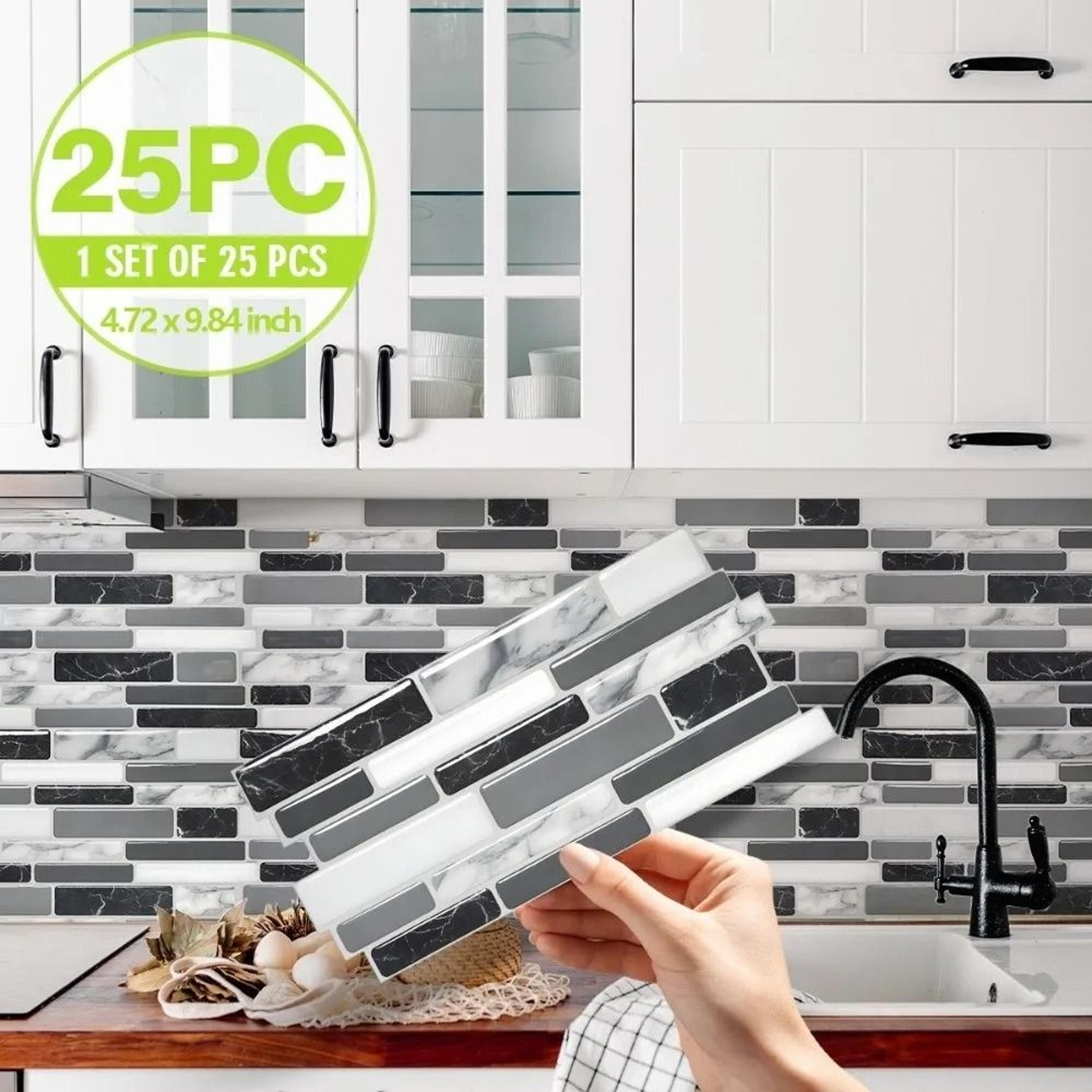 glossy stone mosaic surface sheets waterproof oil proof self adhesive wall tiles for kitchen and bathroom makeovers