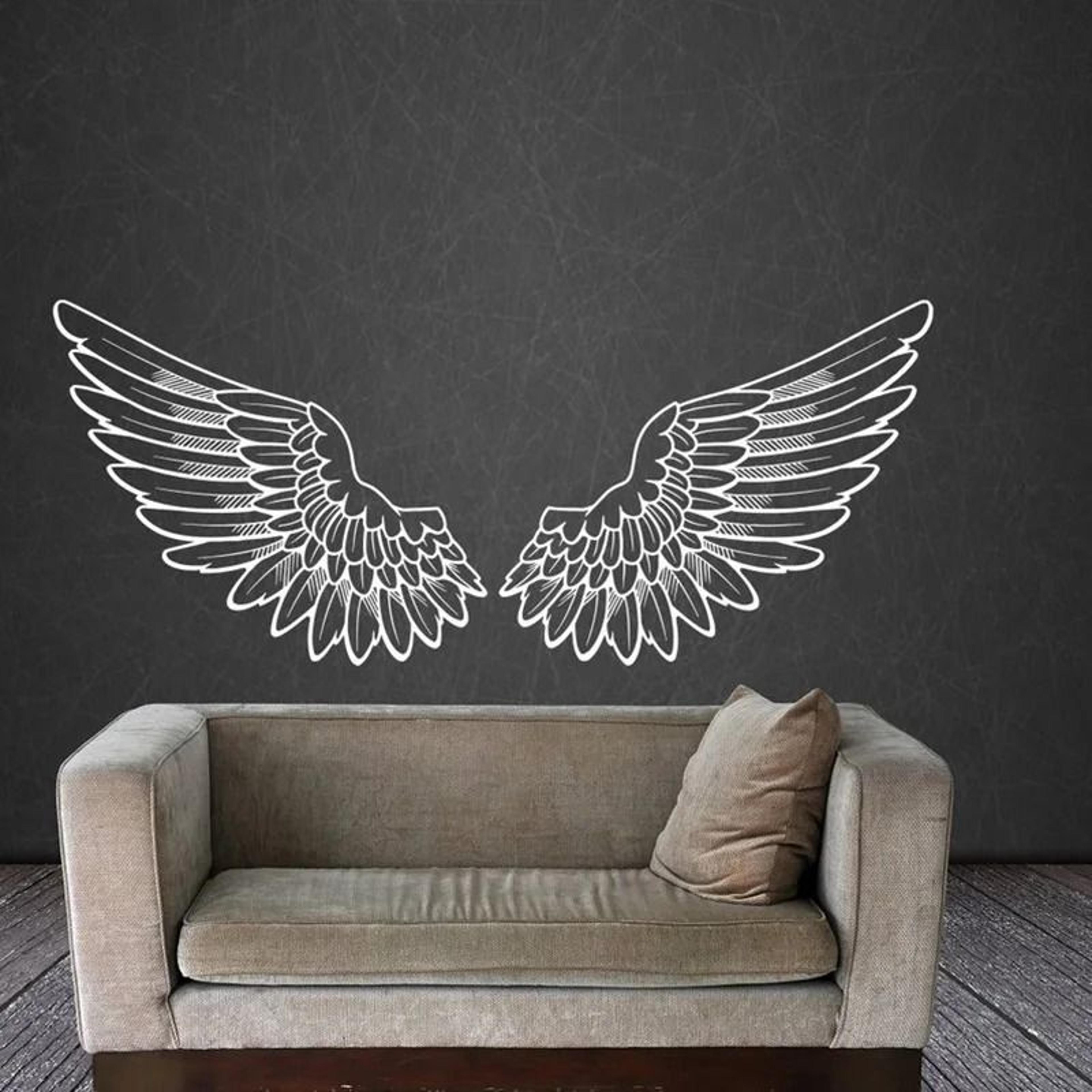 angel wings vinyl wall decal celestial winged art mural sticker for bedroom dorm nursery and living room decor