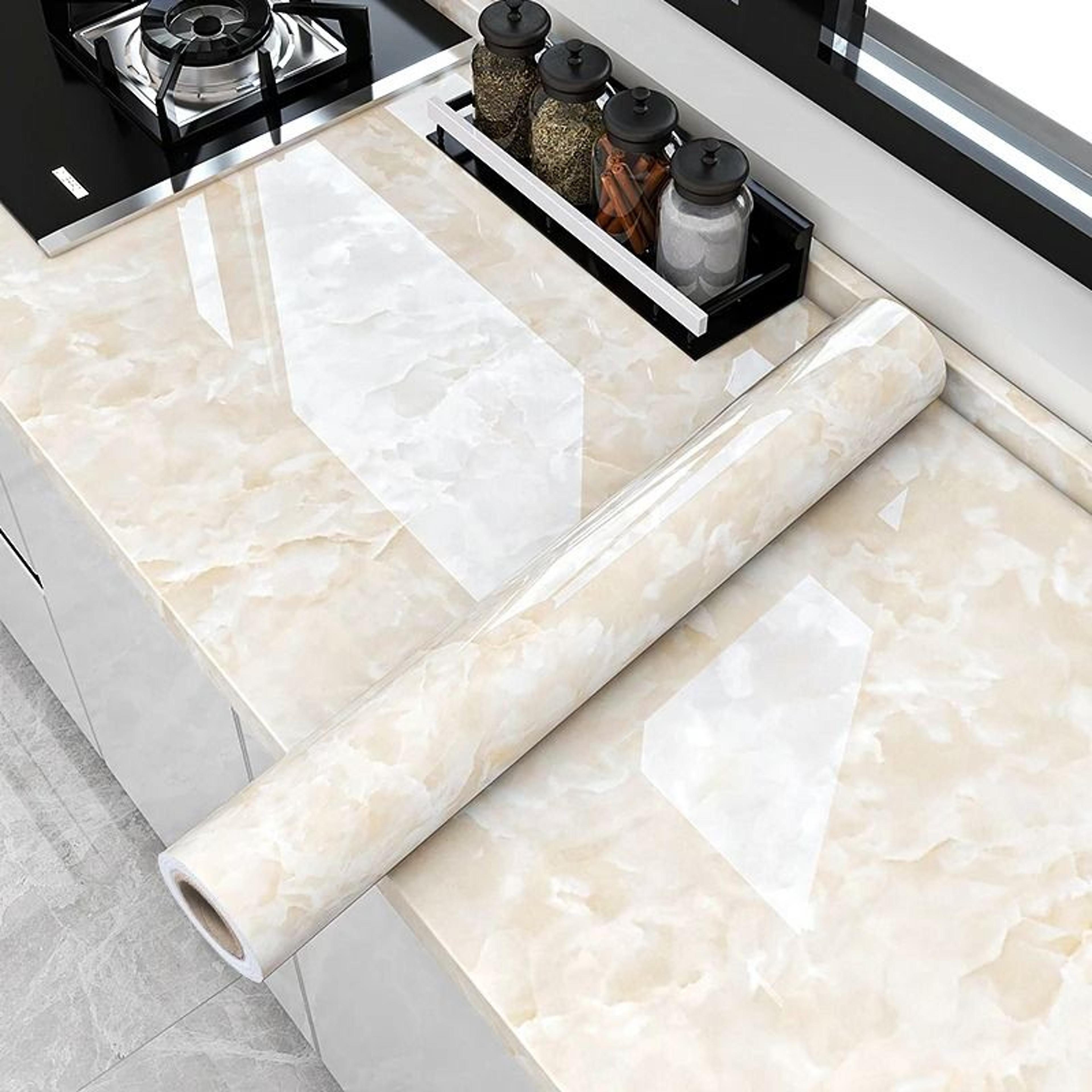 waterproof marble surface covering oil proof self adhesive vinyl countertop film for kitchen cabinets and tile wall rene