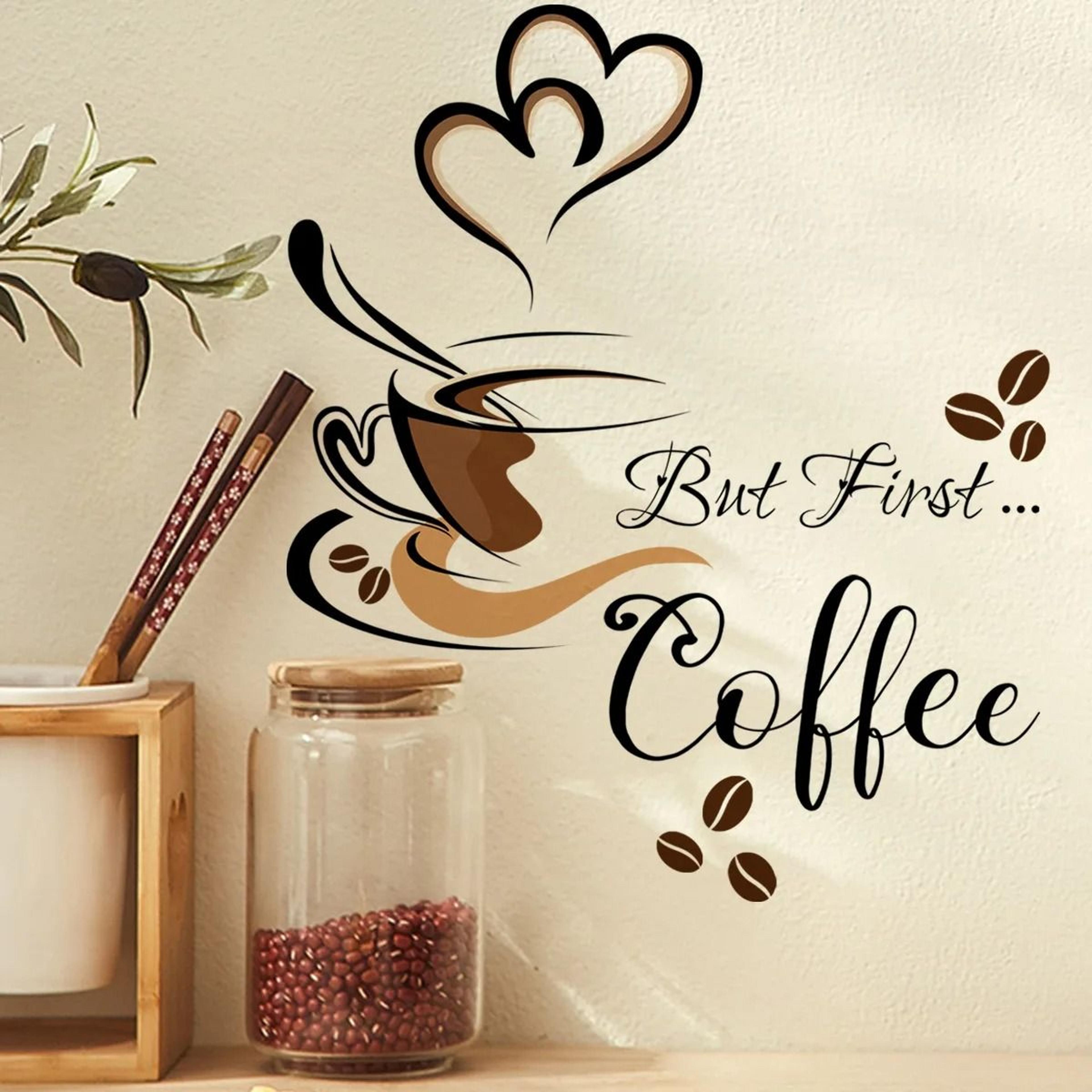 creative coffee cup pattern wall decal self adhesive vinyl mural for cafe kitchen and dining area