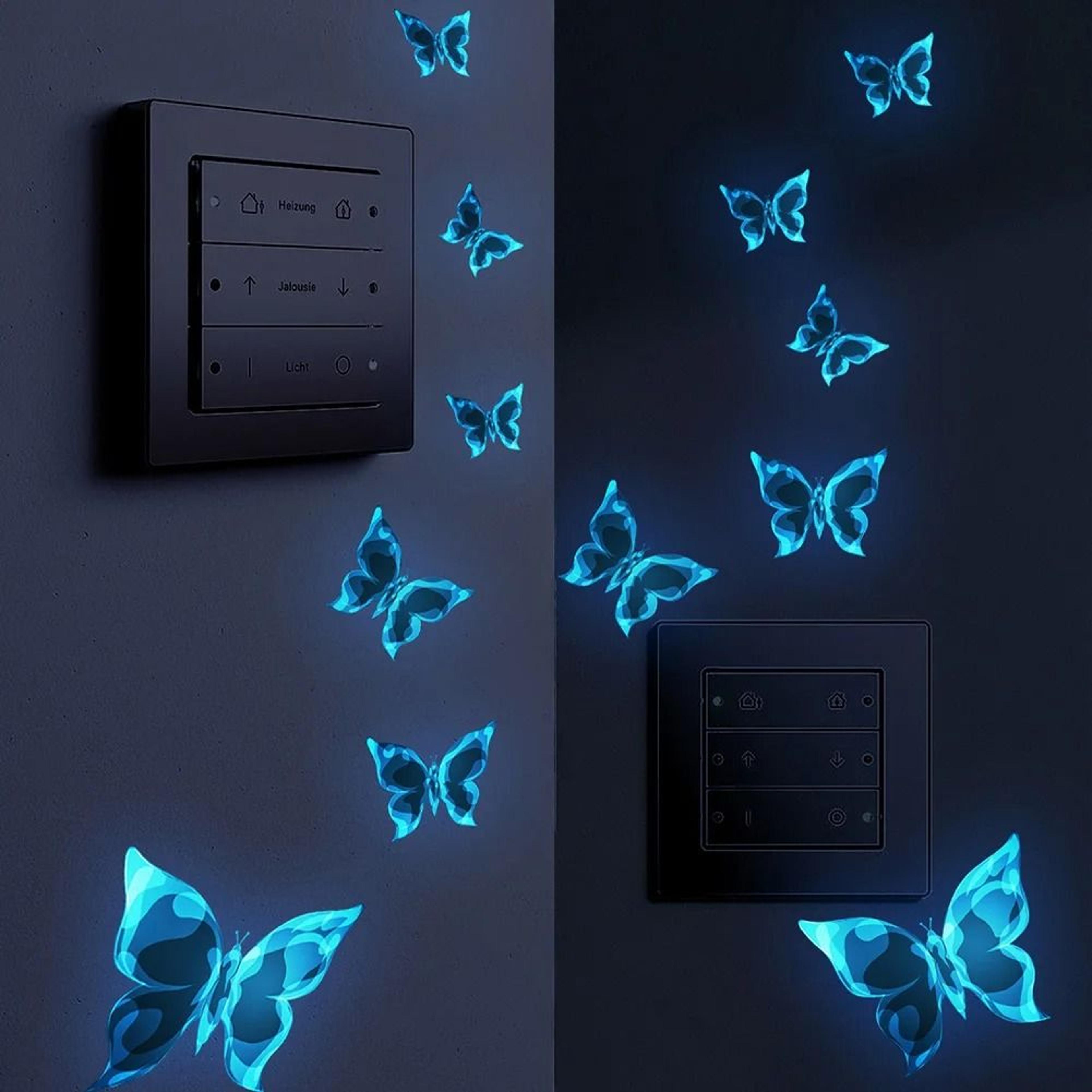 6 piece blue glow in the dark butterfly surface stickers luminous cartoon wall decals