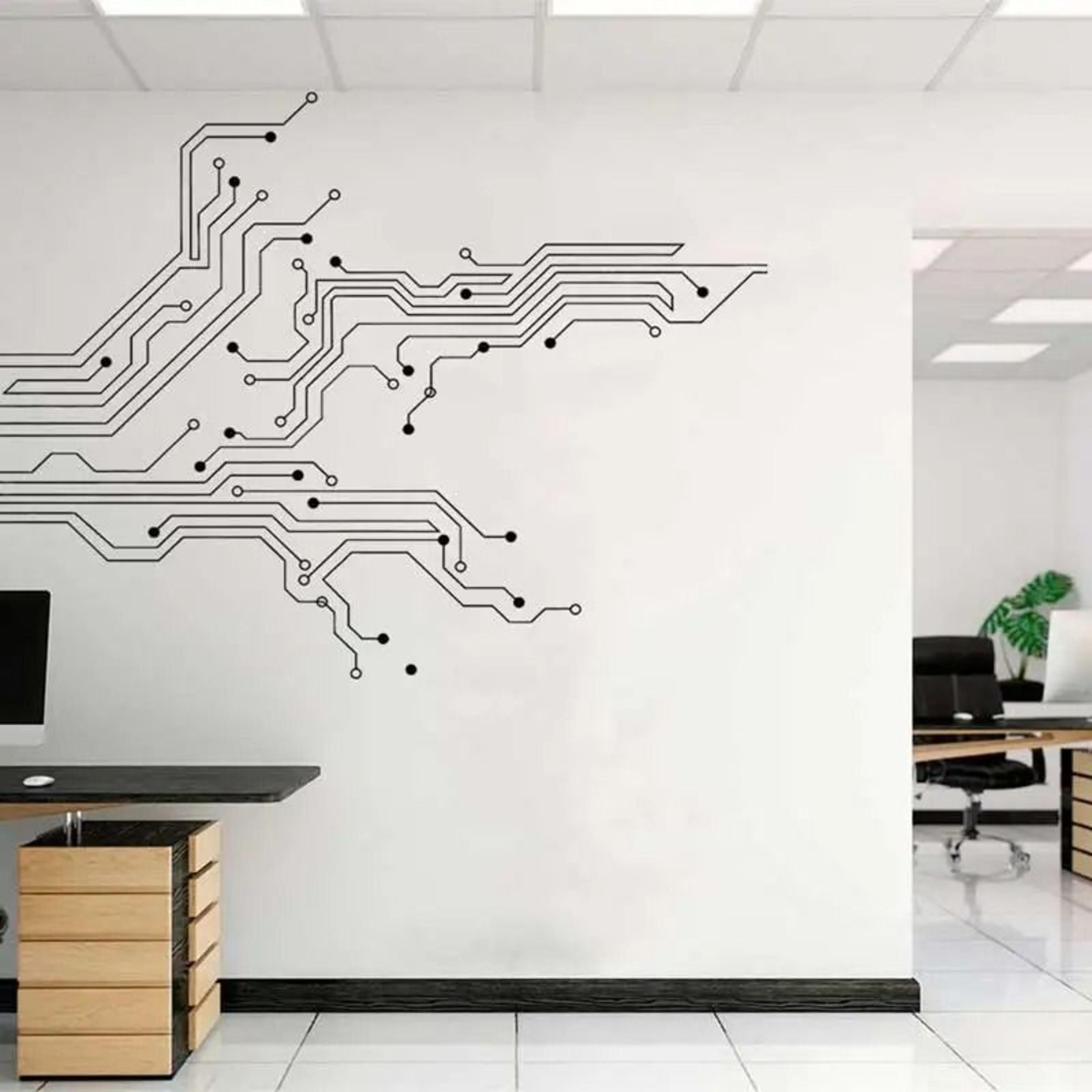 circuit board technology vinyl wall sticker game room it software science visual mural