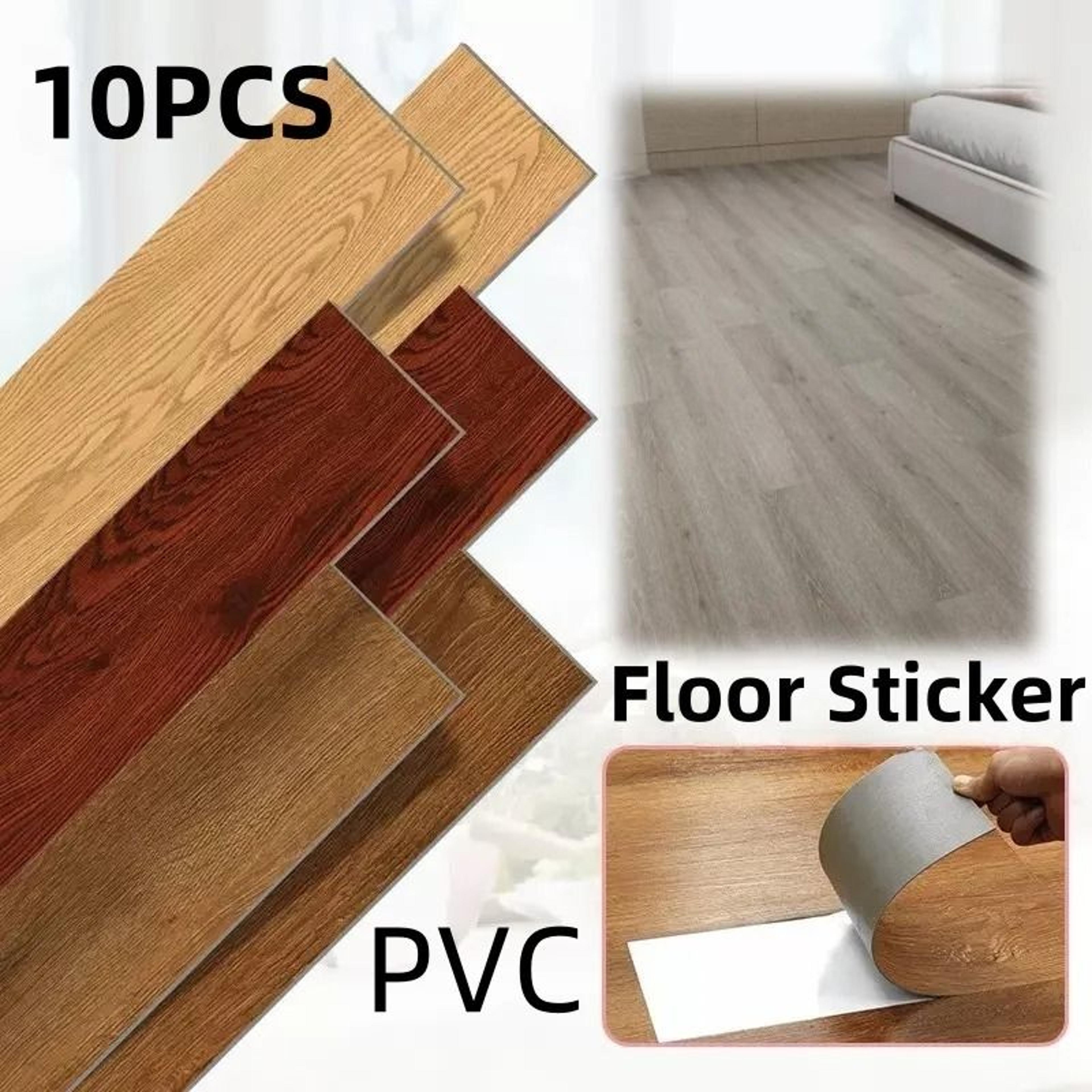 thickened wood grain pvc waterproof self adhesive floor tile stickers 10 sheet pack
