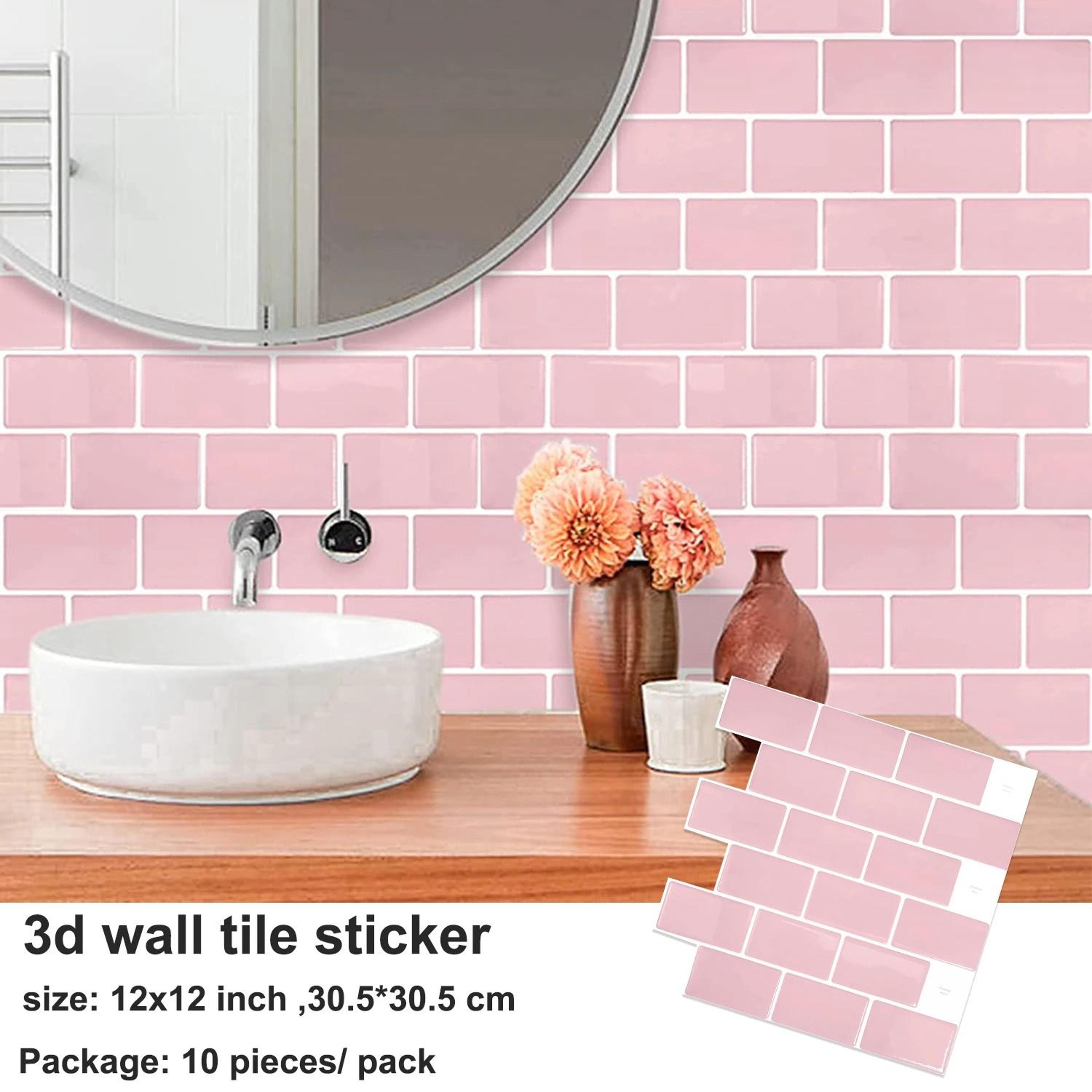 3d pink brick pattern wall stickers waterproof peel stick tile backsplash 10 sheet pack