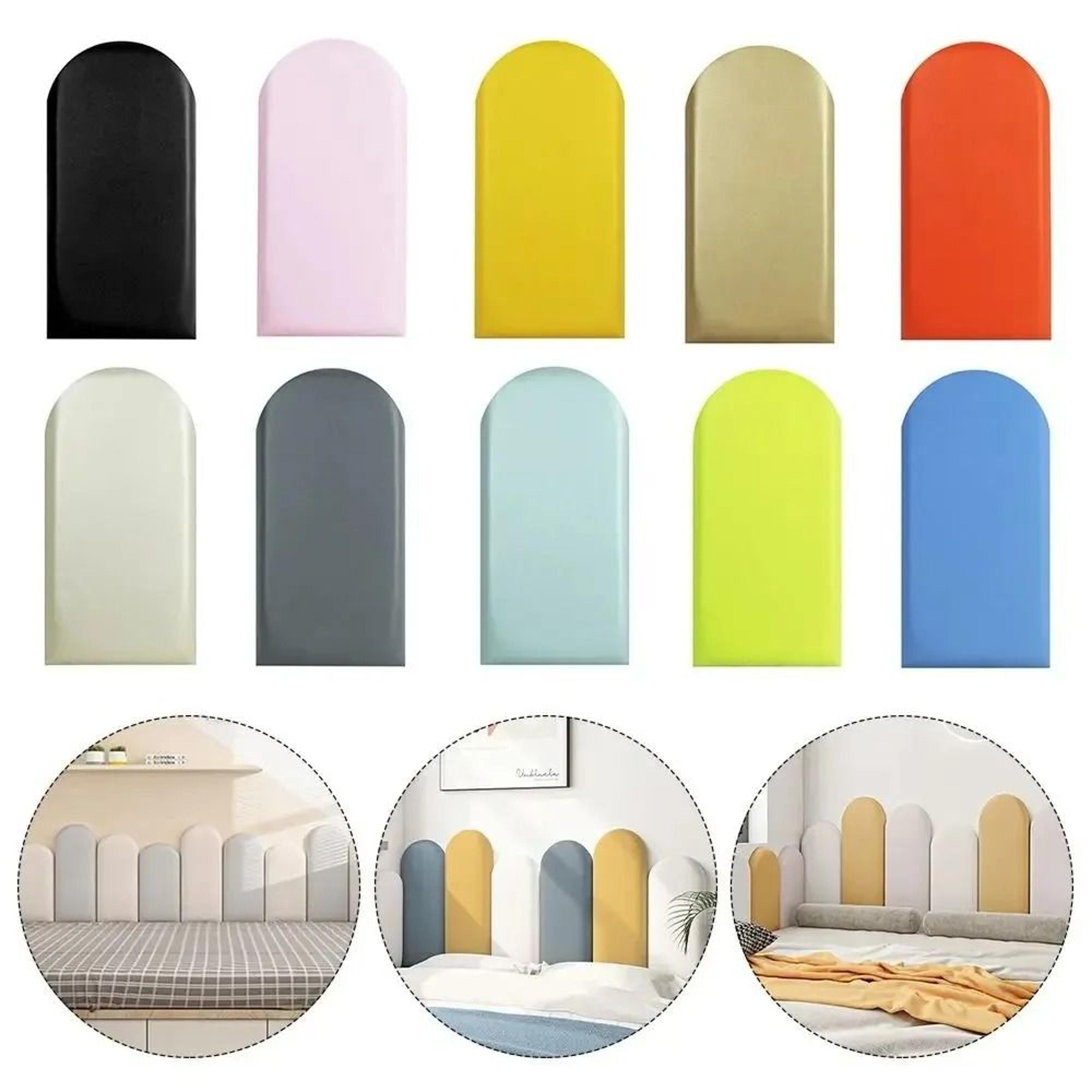 7.87in x 19.68in semi circular leather anti collision soft wall panel upholstered headboard