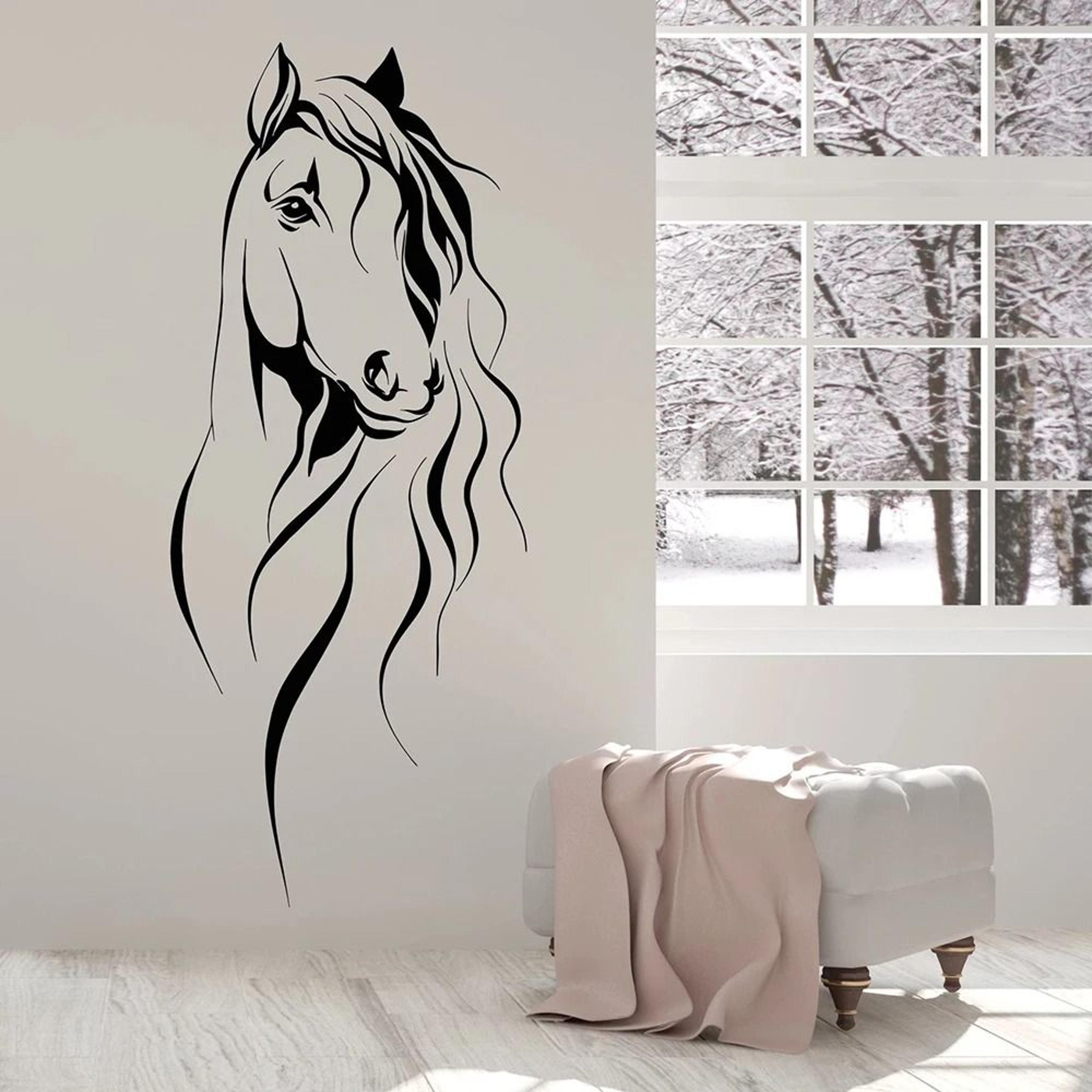 beautiful horse head vinyl wall decal chinese style animal art sticker