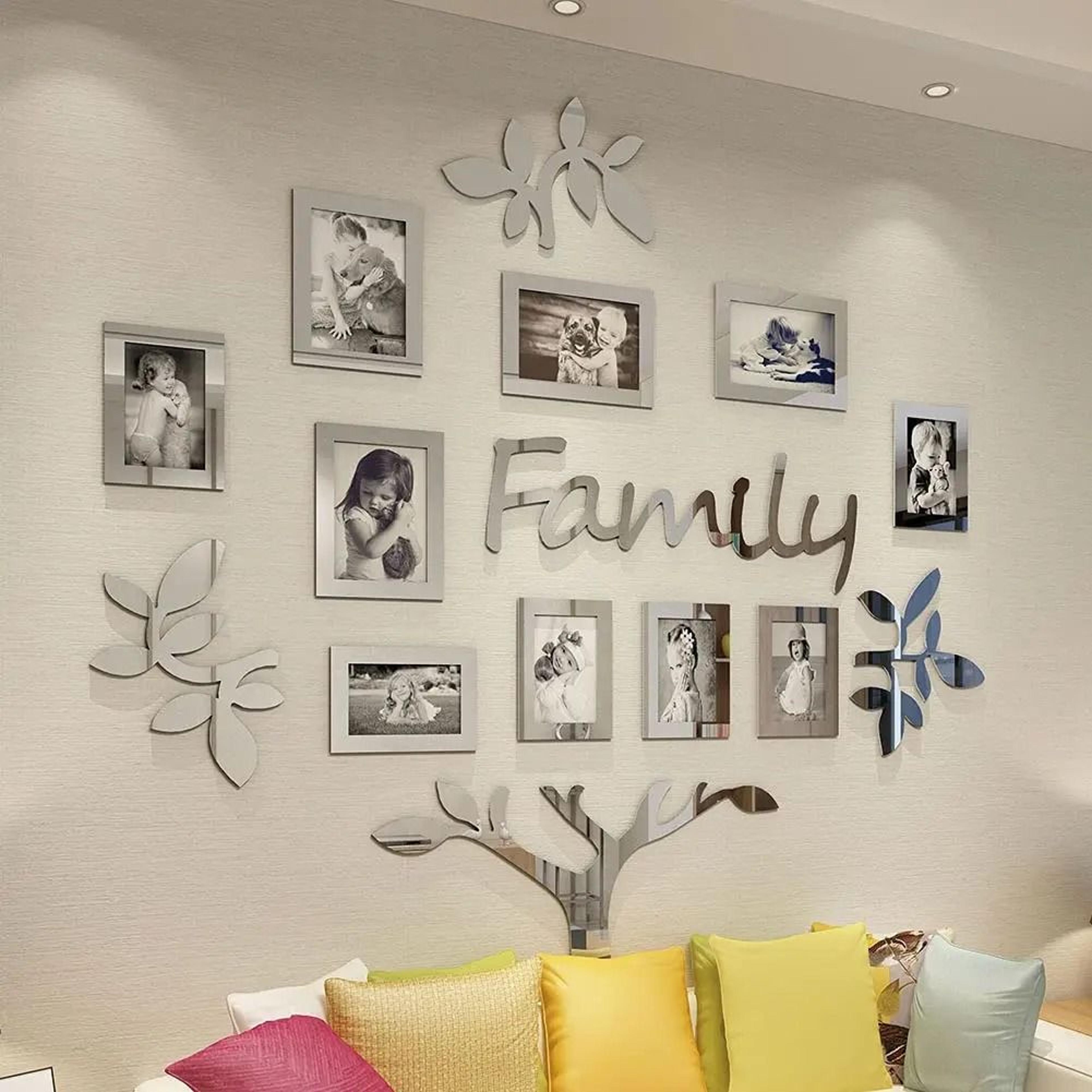 3d acrylic family photo tree mirror wall sticker set diy frame decal