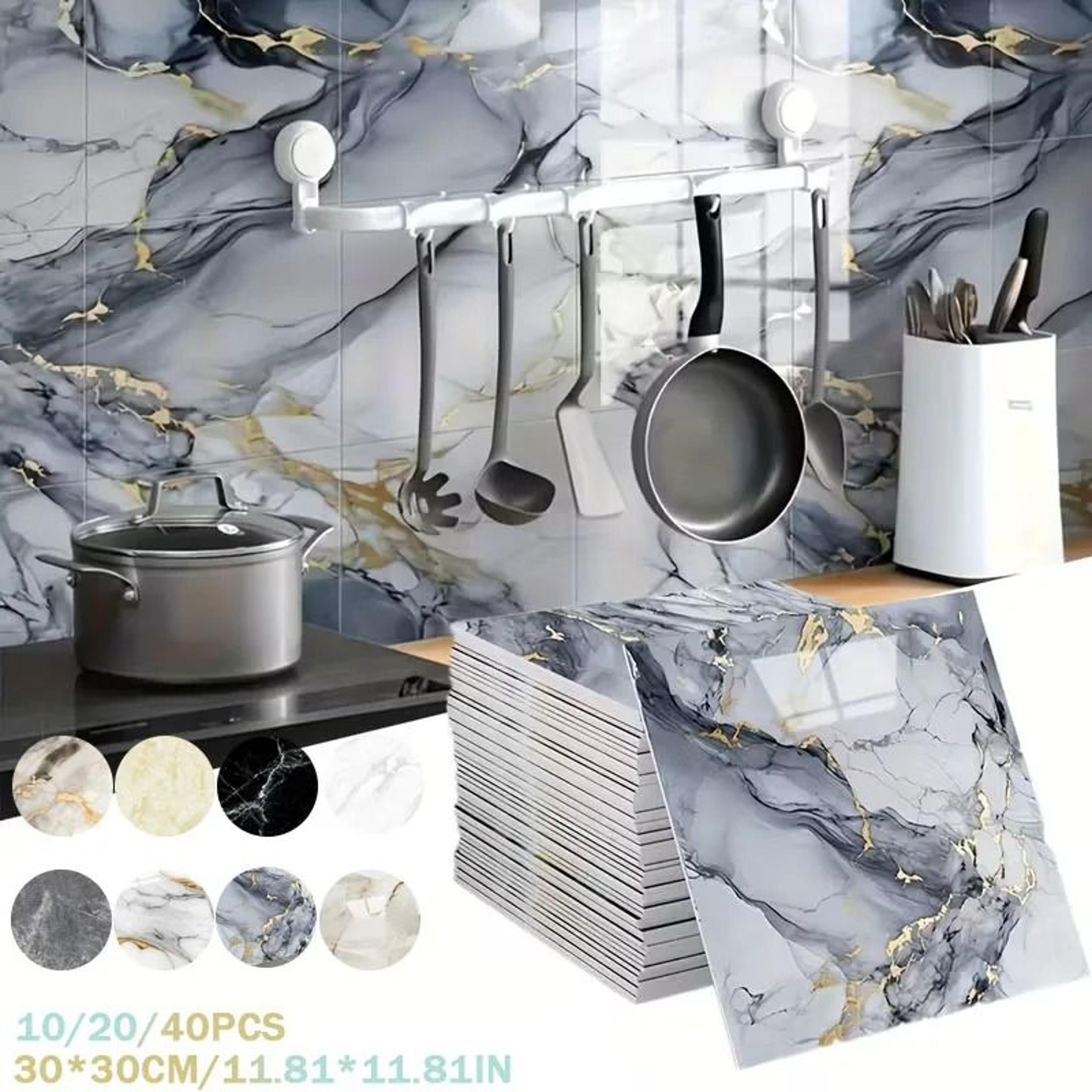 3d marble pattern self adhesive waterproof tile wall stickers pack