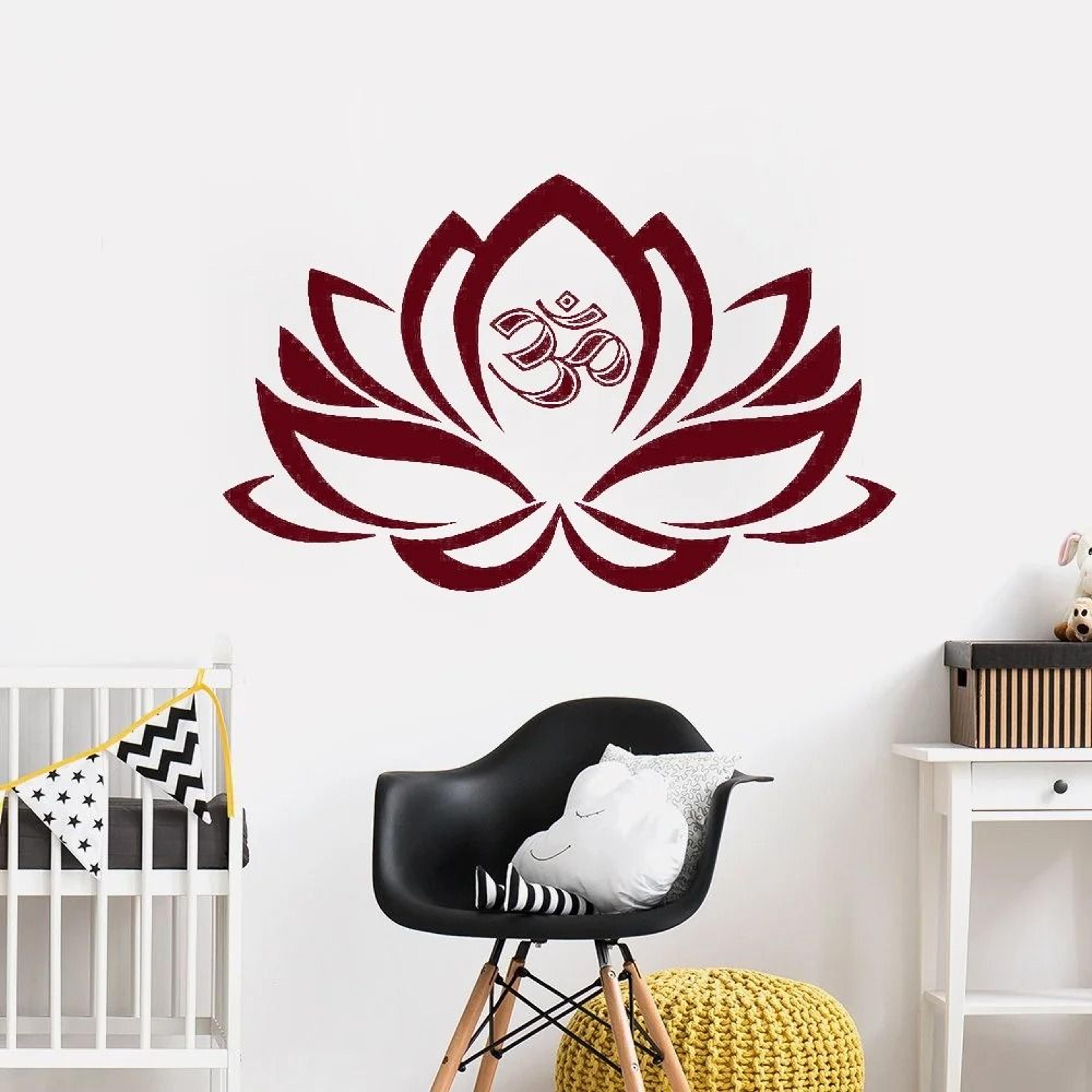 yoga lotus flower om symbol vinyl wall decal studio spiritual art sticker