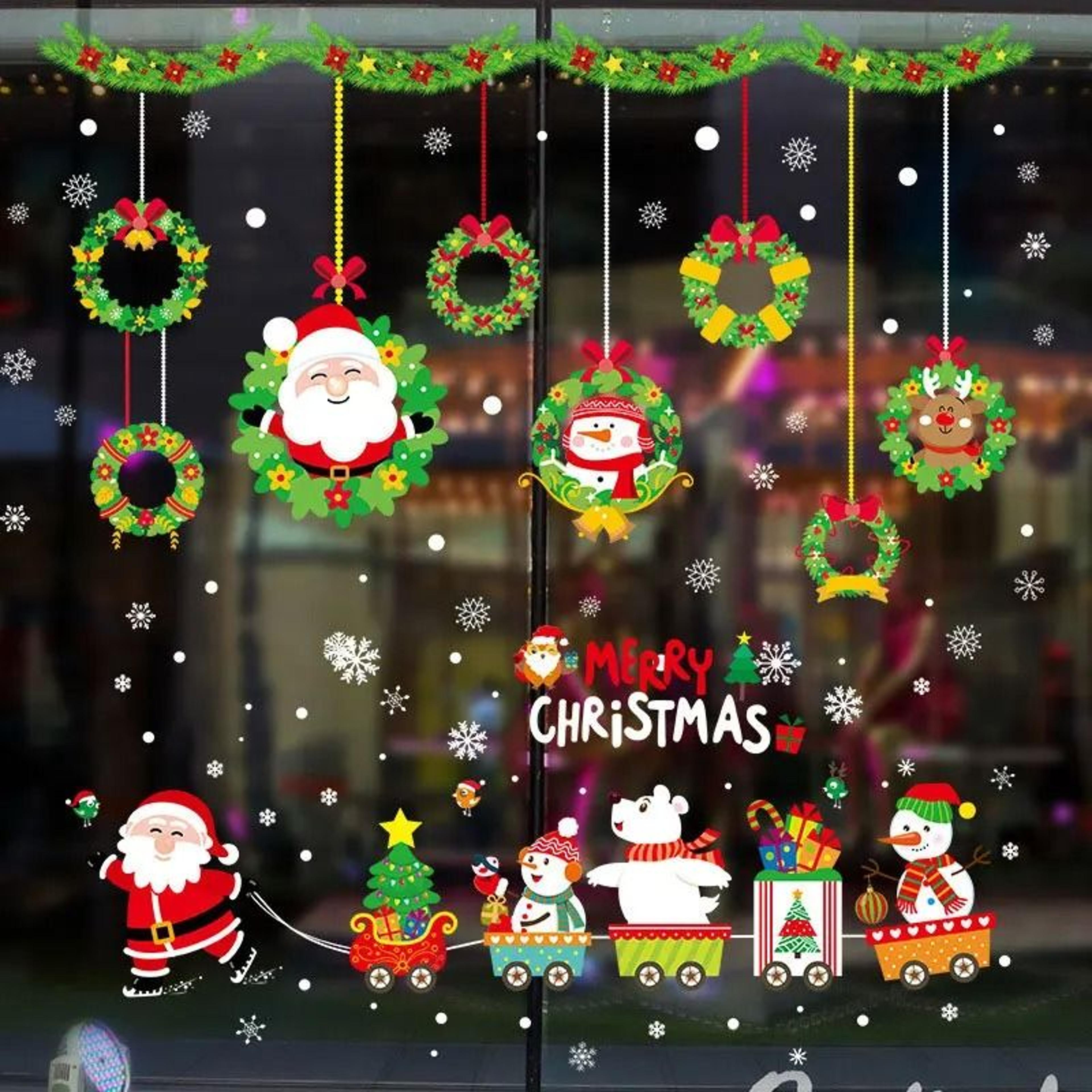 festive holiday window cling glass decal set