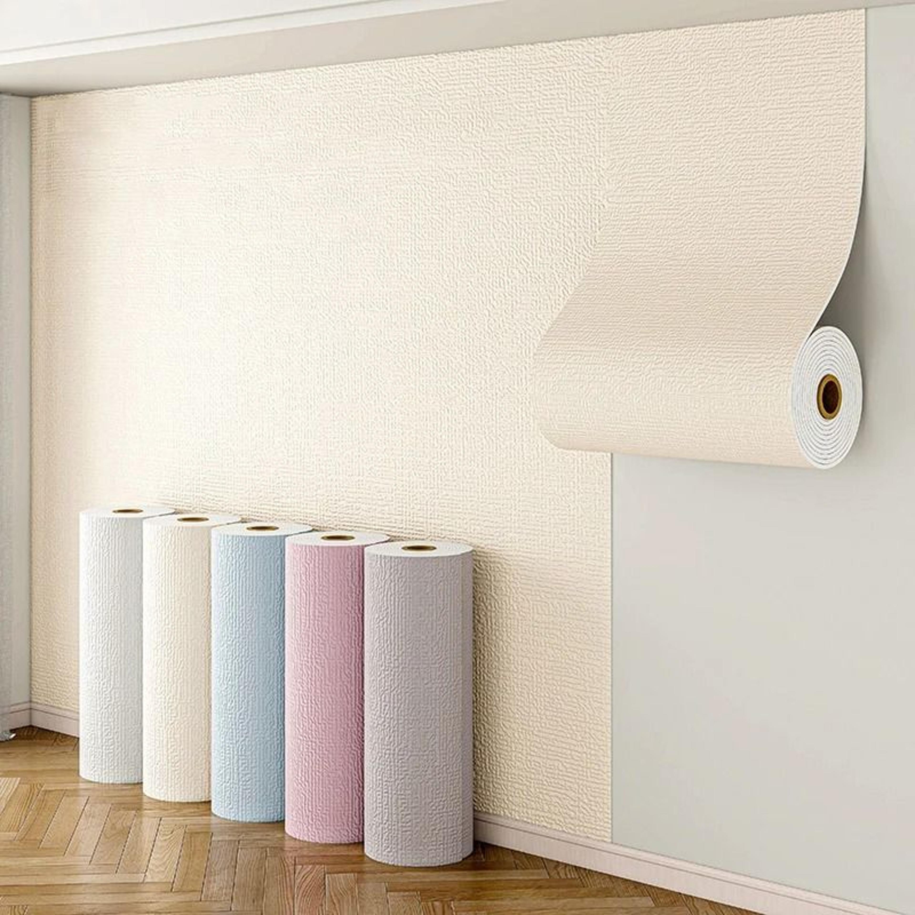 thickened linen textured self adhesive waterproof foam wall covering roll