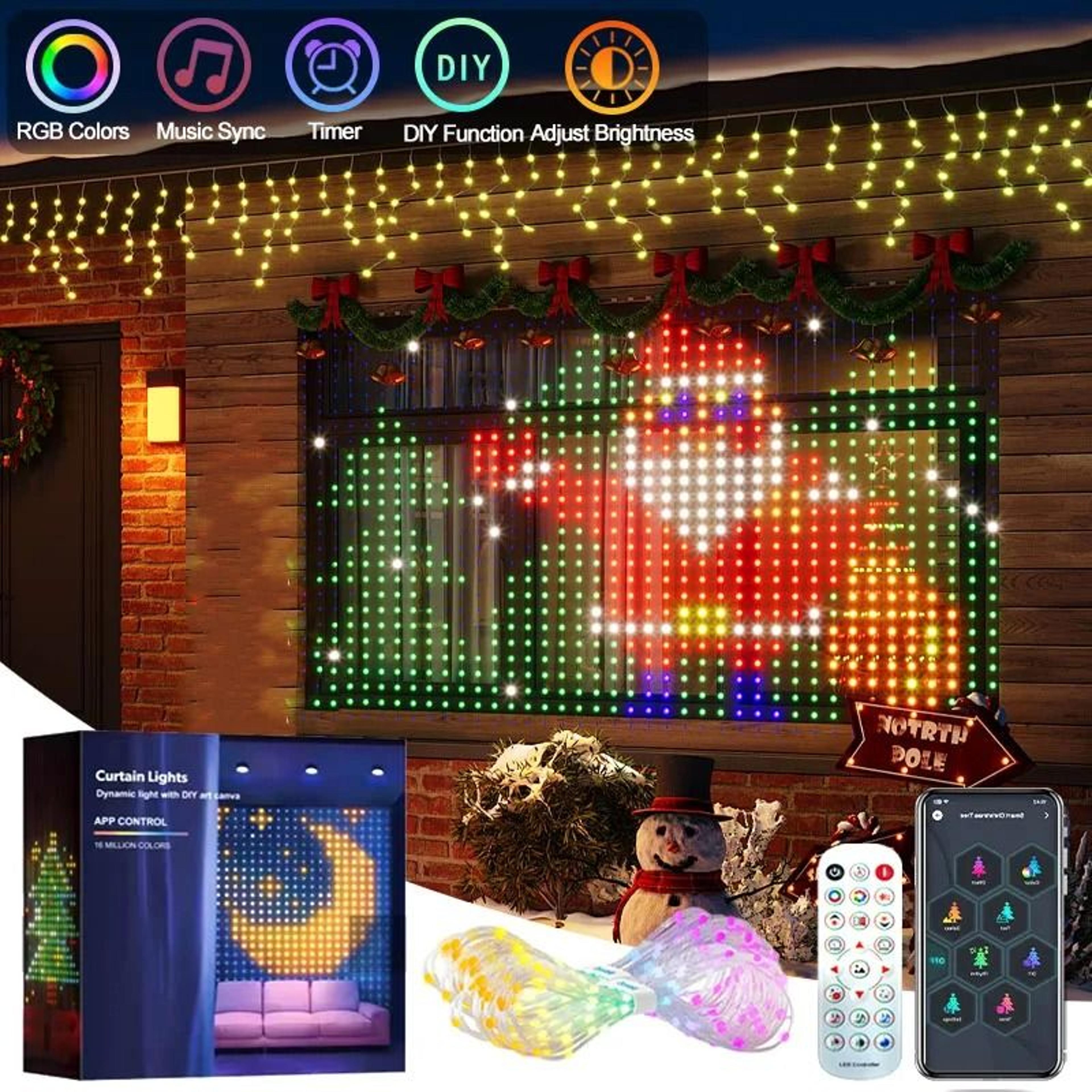 smart voice control rgb led curtain lights compatible with alexa and google home