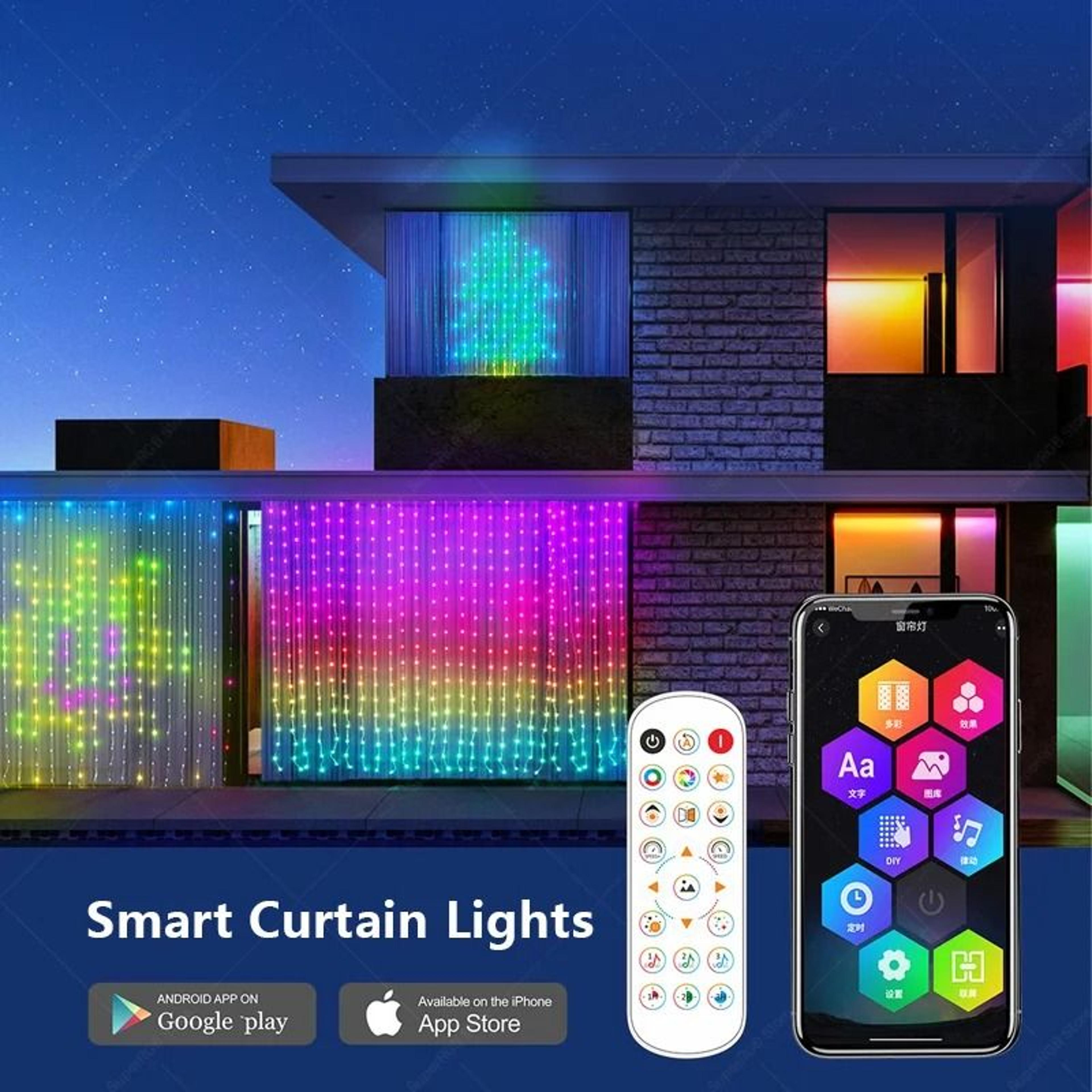 high density addressable smart led curtain lights with app control and music sync