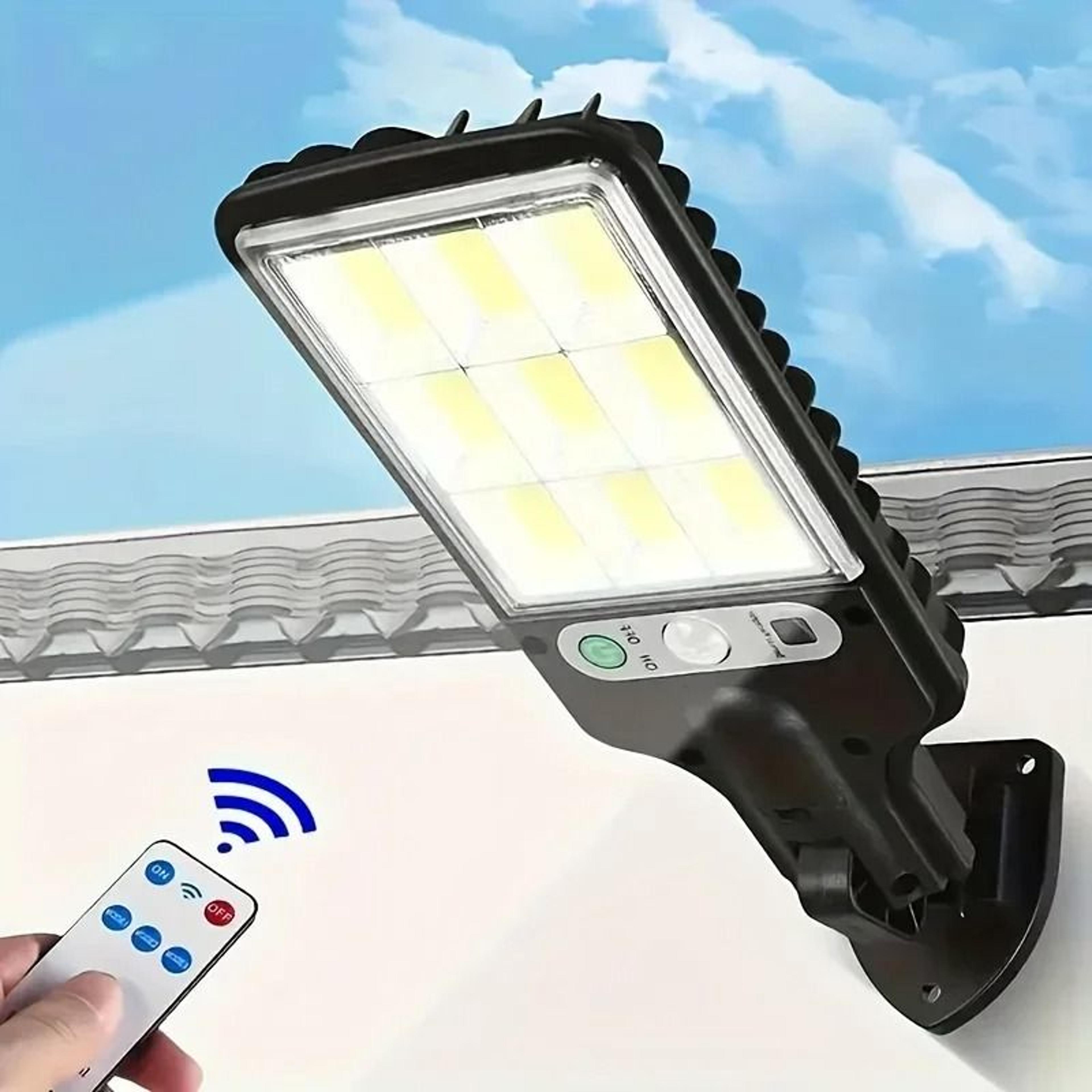 outdoor 108 cob solar motion sensor security wall light with 3 modes and ip65 waterproofing for garden, yard, and patio