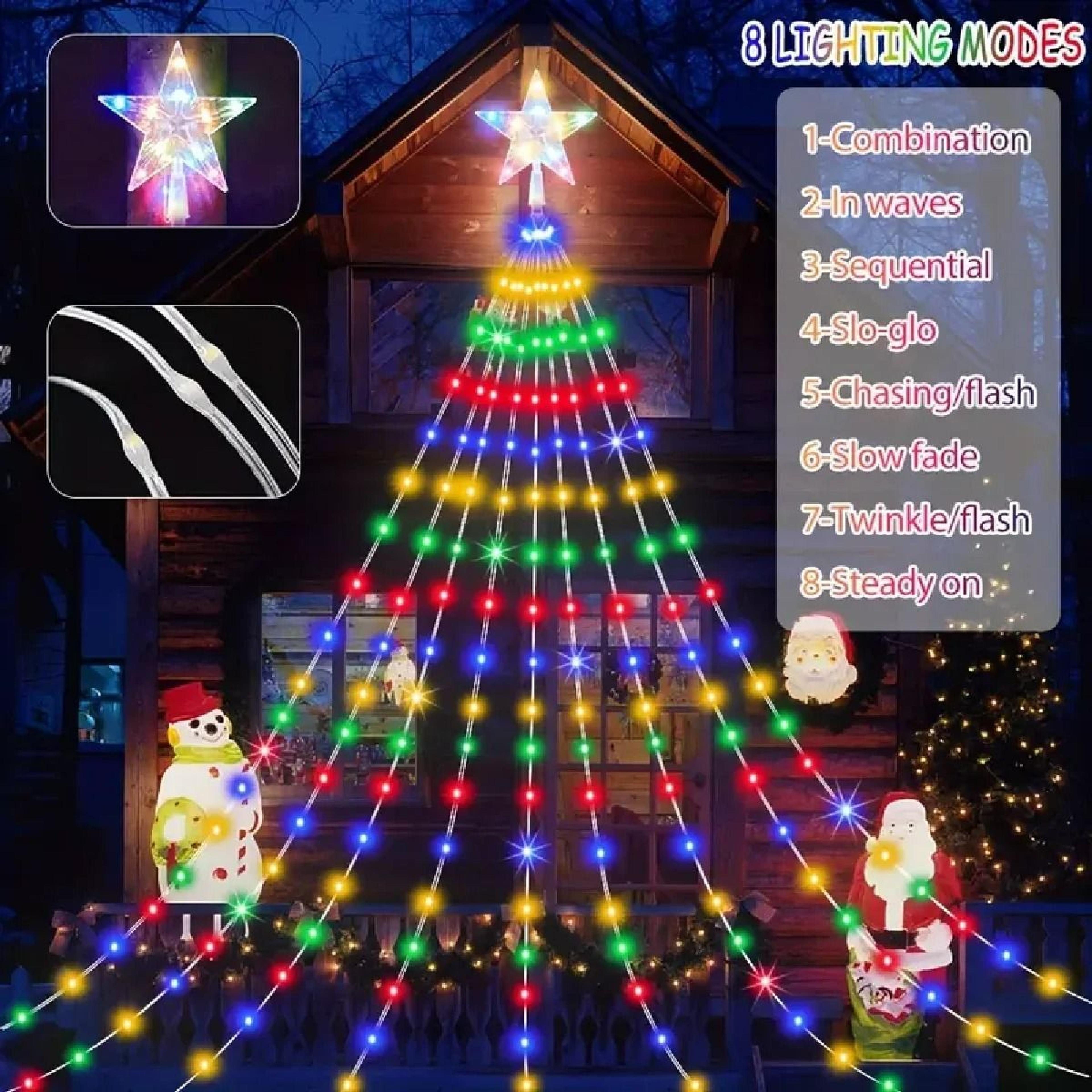five pointed star waterfall string lights usb or solar powered for christmas party halloween and home decor