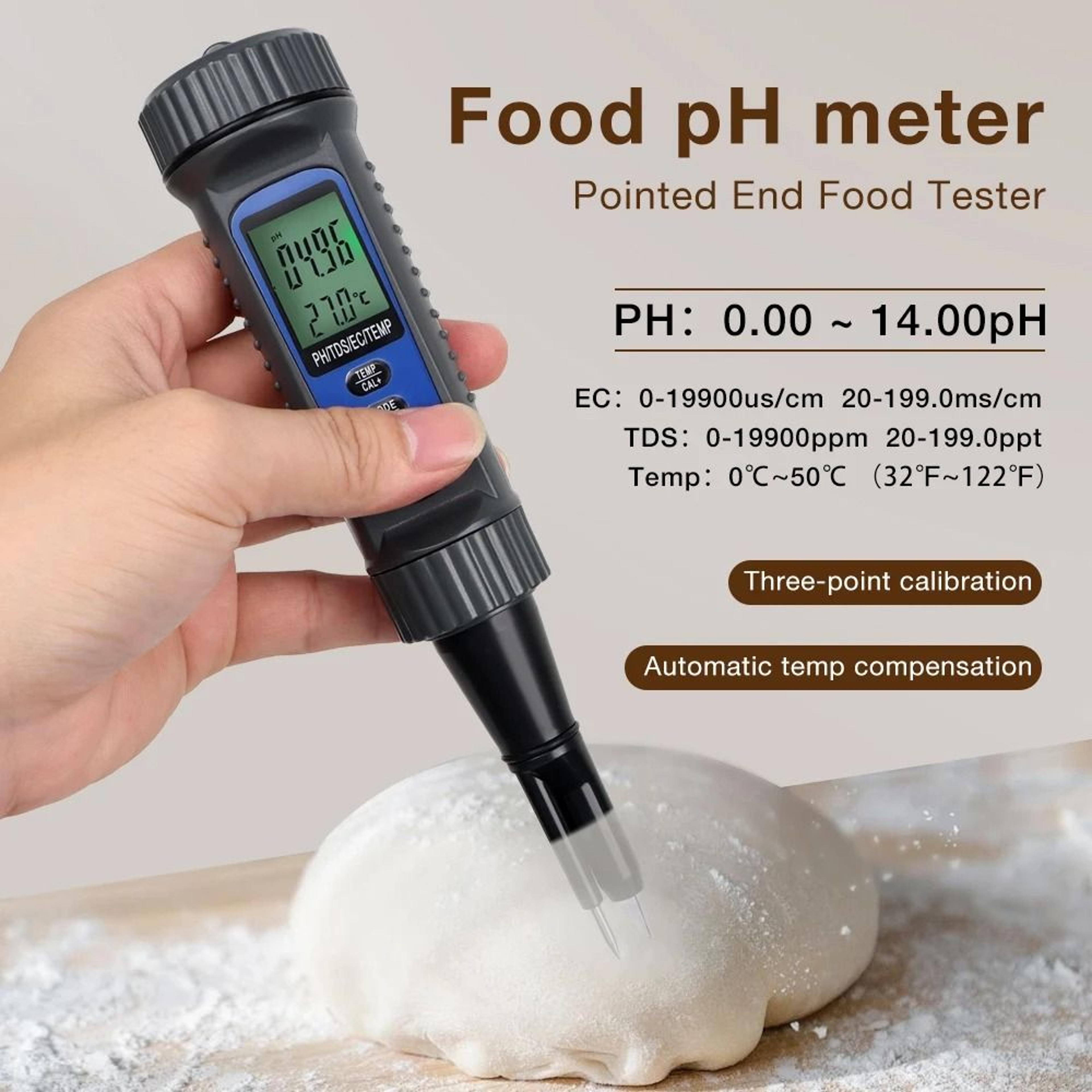 4 in 1 handheld food ph meter digital spear tip tester for meat cheese dough fruit soil and liquids