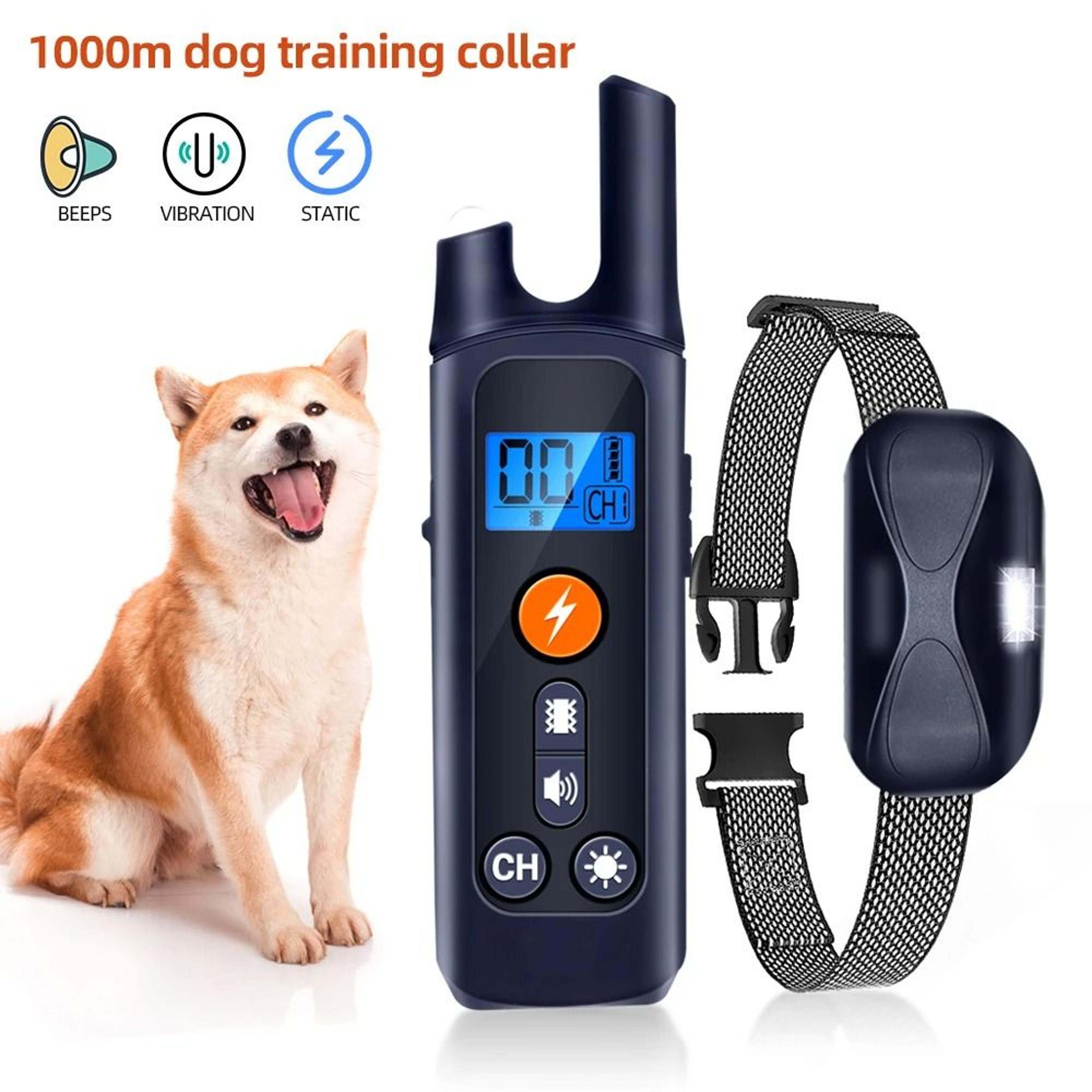 remote dog training collar waterproof rechargeable 1093 yard range electric pet collar with shock vibration and sound