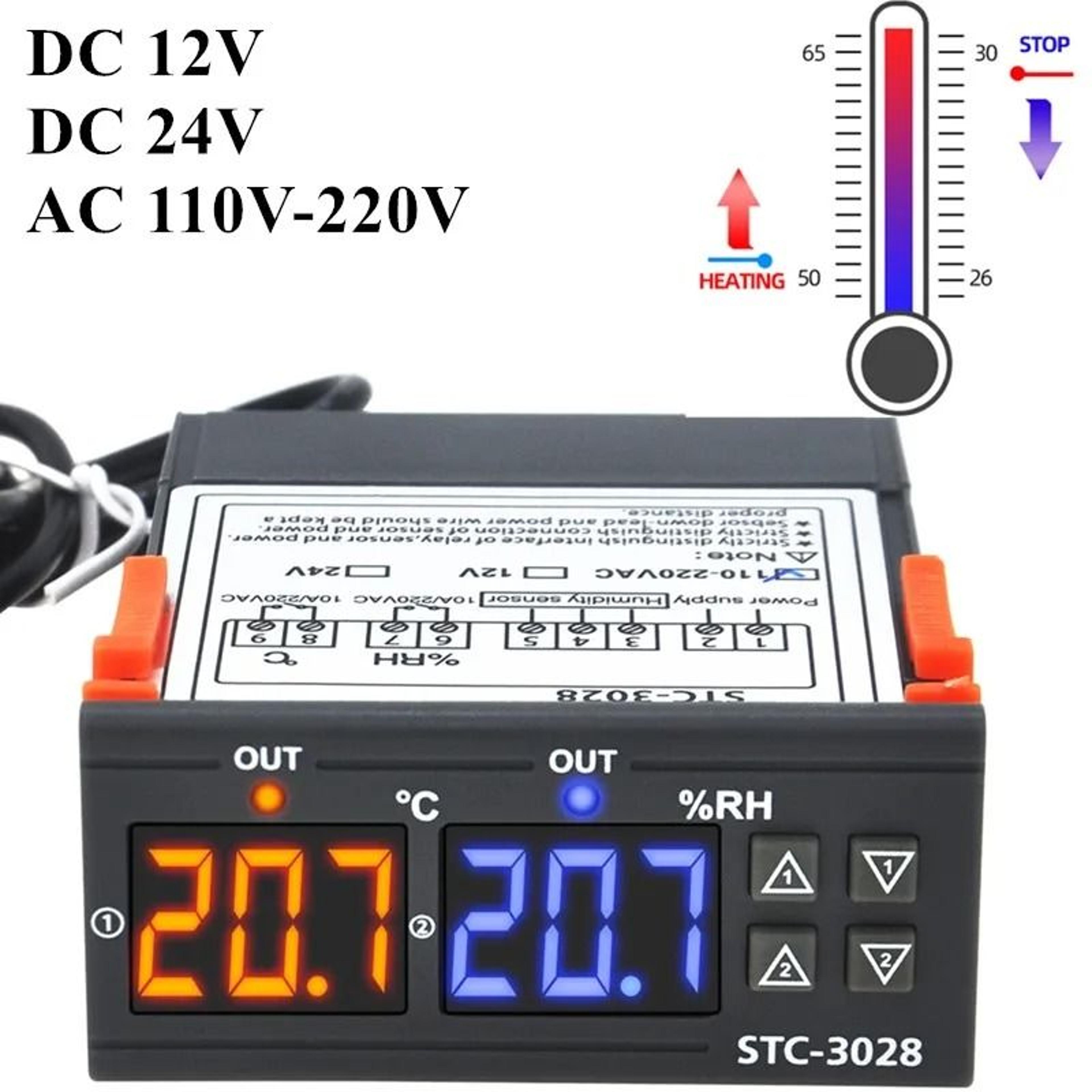 digital dual climate thermostat and hygrostat controller environmental switch module with combined sensor probe