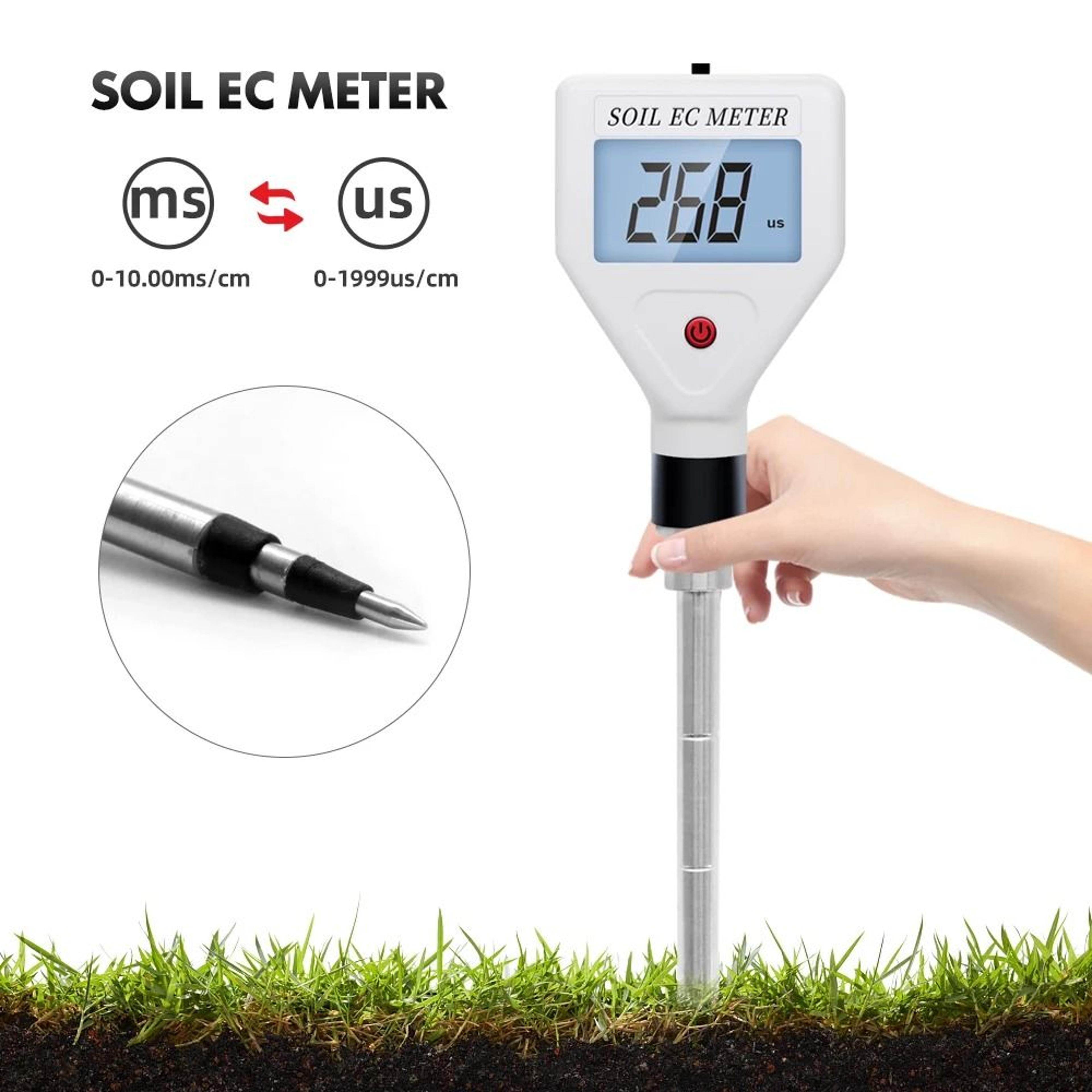 digital soil ec meter 0 to 1999 us/cm high precision soil conductivity tester probe with atc for gardening and farmland