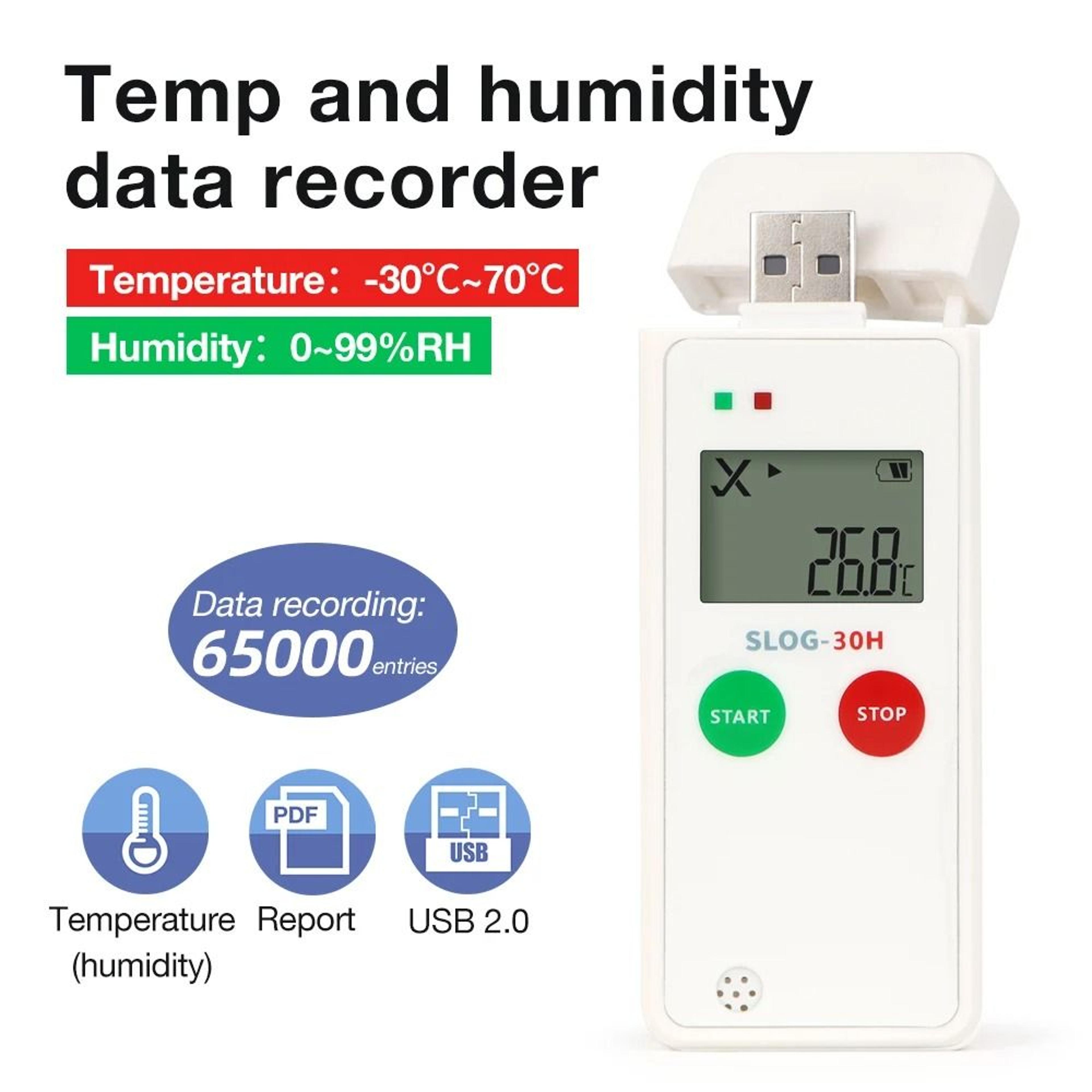 usb temperature and humidity data logger 65000 point storage pdf recorder for cold chain transport