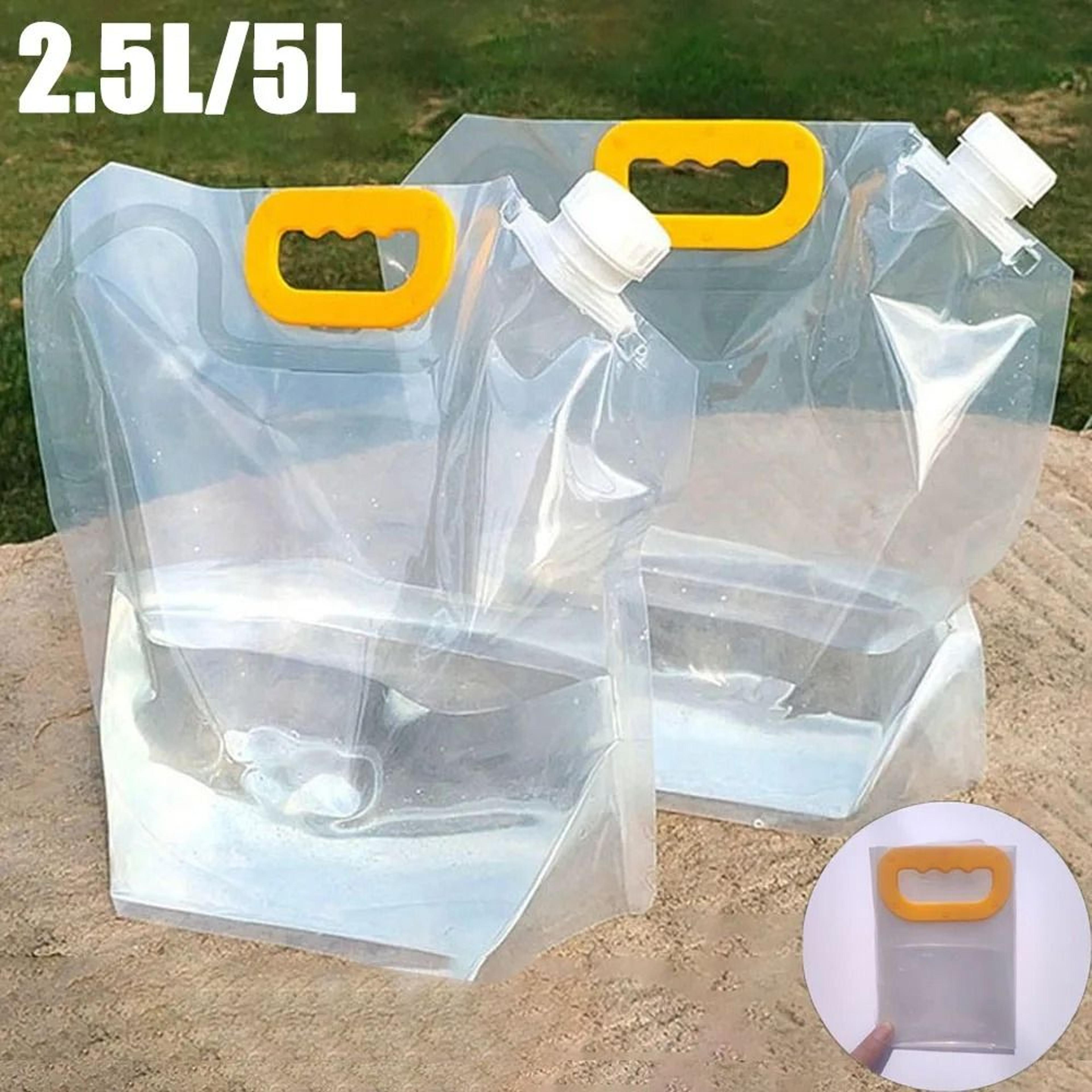 portable folding water storage bag collapsible container jug pouch with carrying handle for outdoor camping and travel