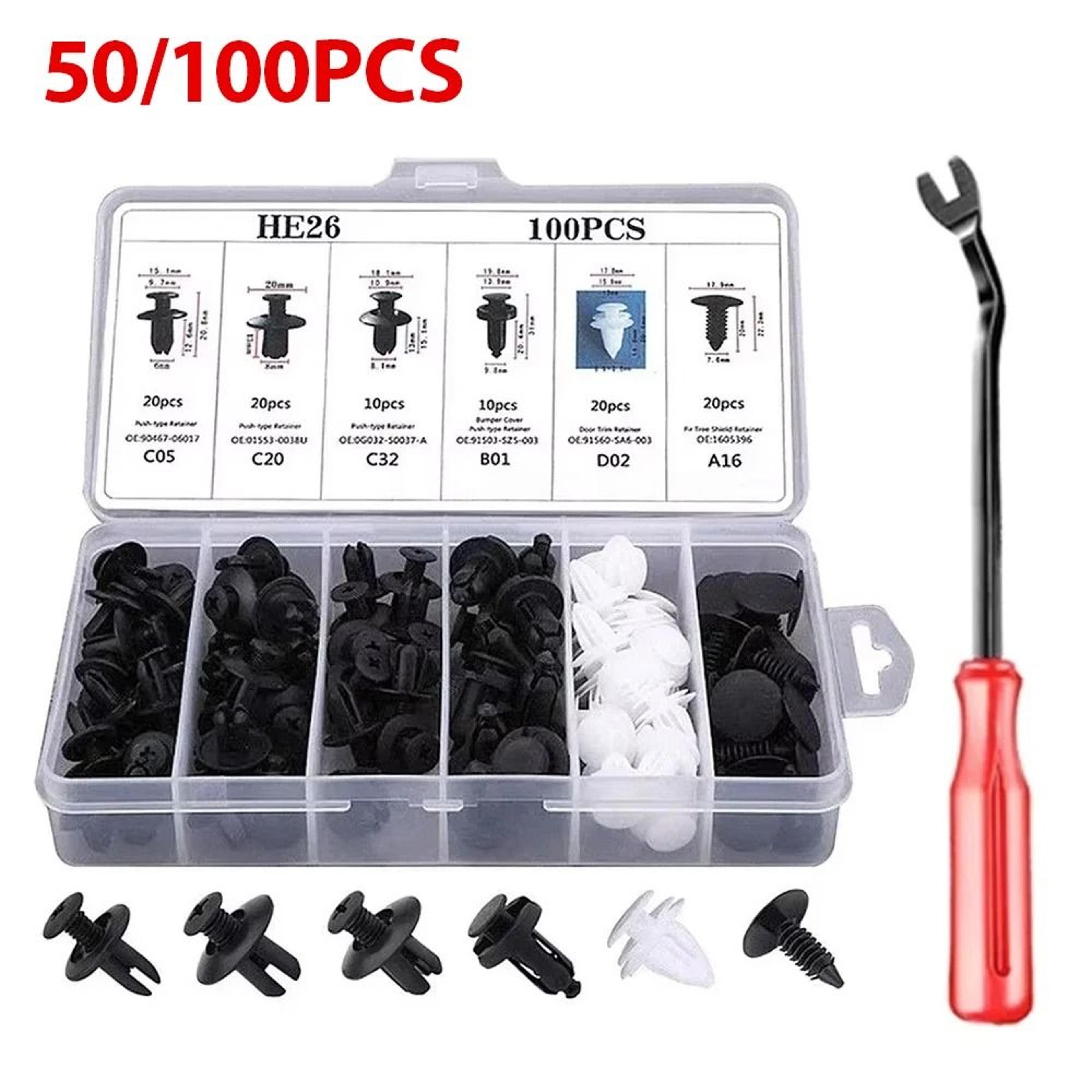 universal car fastener push retainer clip set bumper and door trim panel rivet kit with storage case