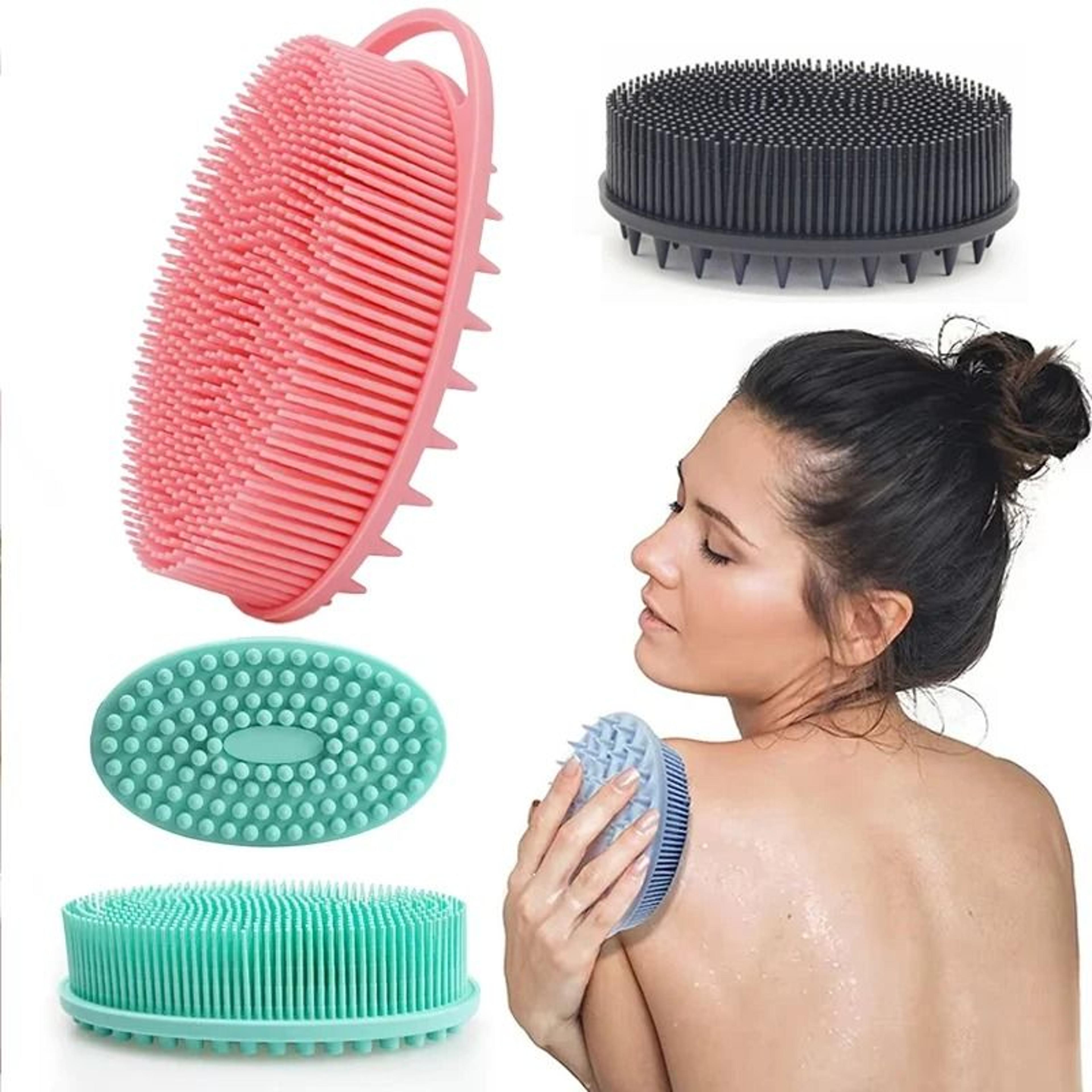 silicone scalp massager shampoo brush and exfoliating bath body scrubber hair washing comb