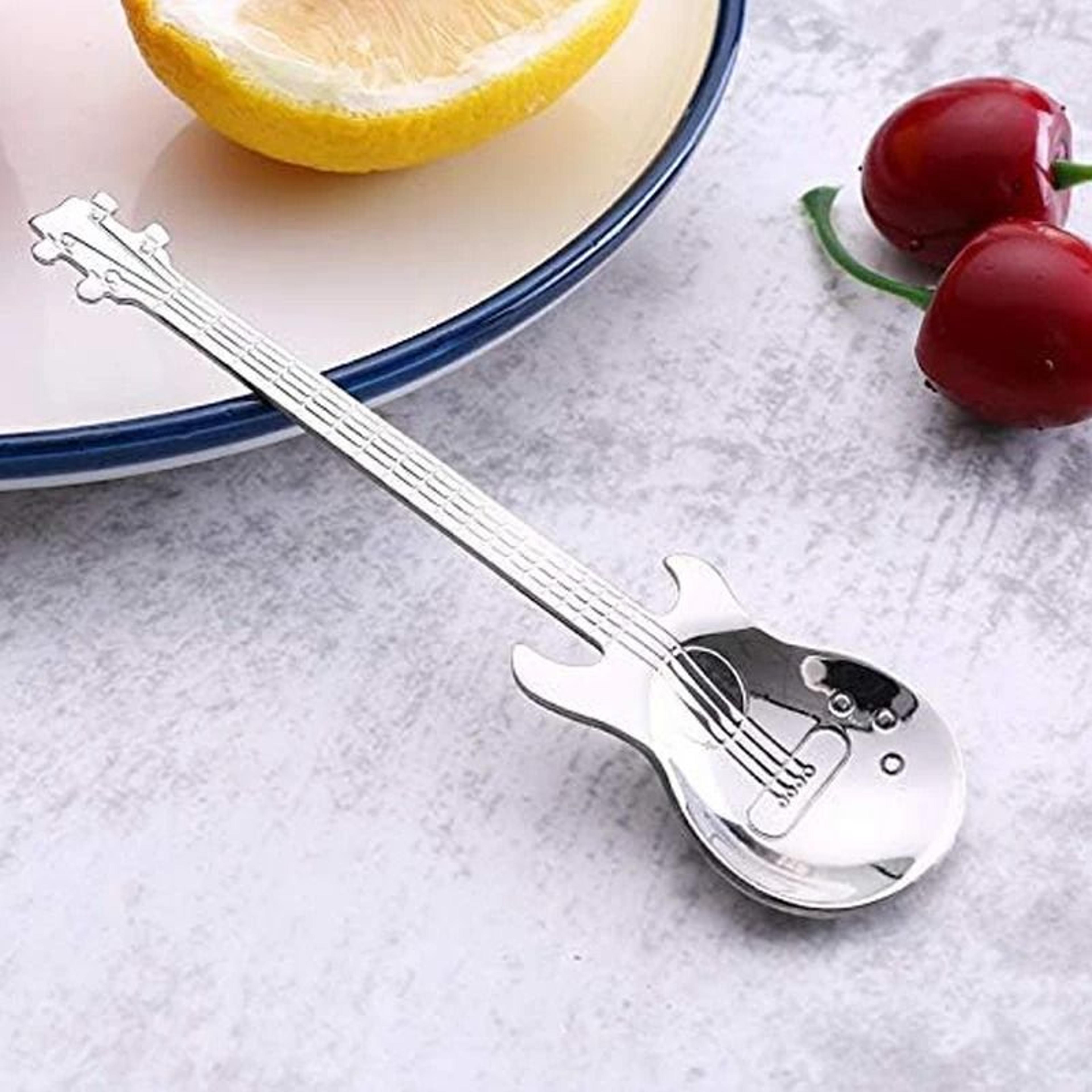 stainless steel guitar coffee spoons novelty tea dessert spoons for drinks and gifts