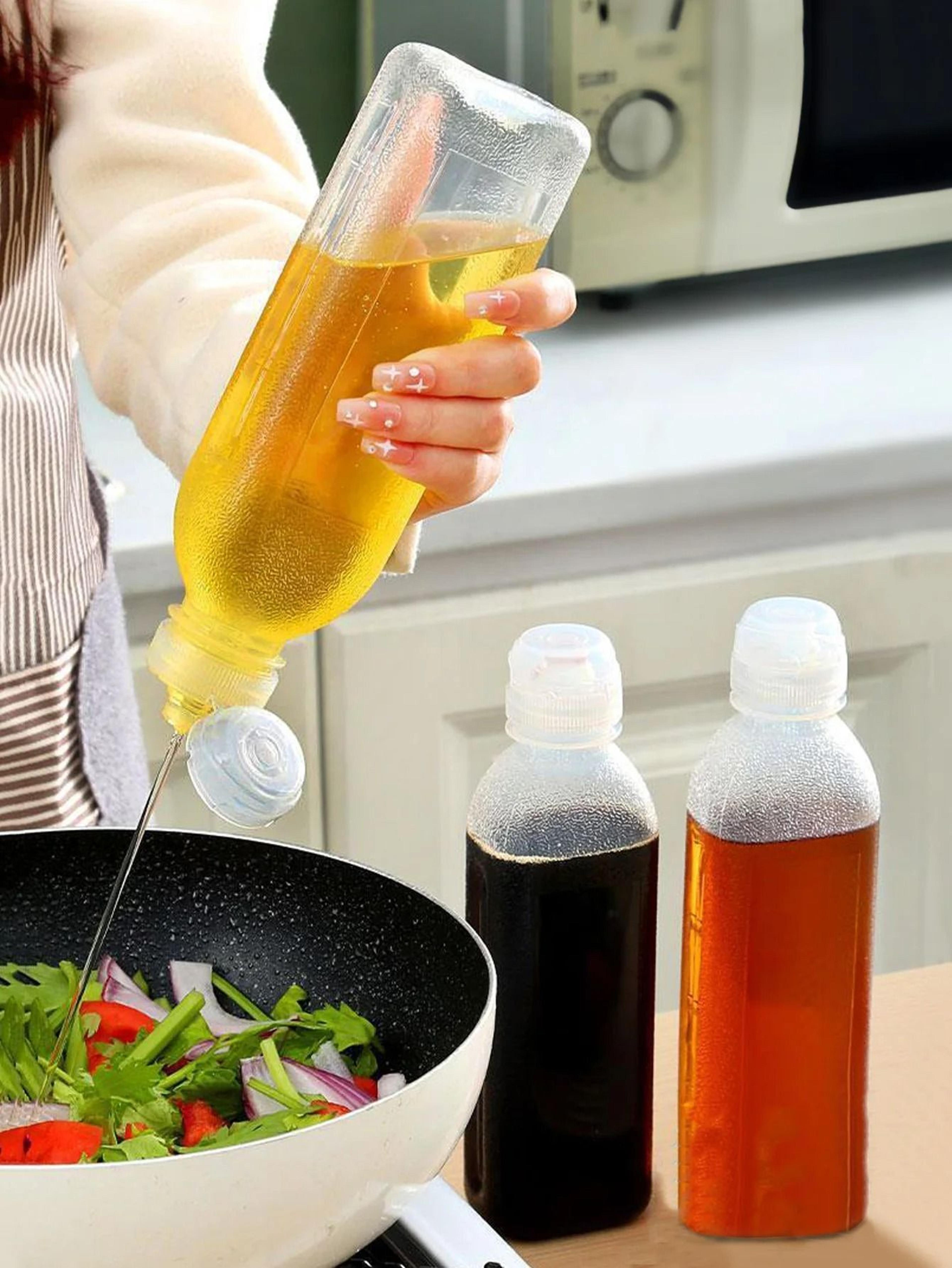 clear squeeze oil dispenser bottle leakproof kitchen seasoning sauce cruet