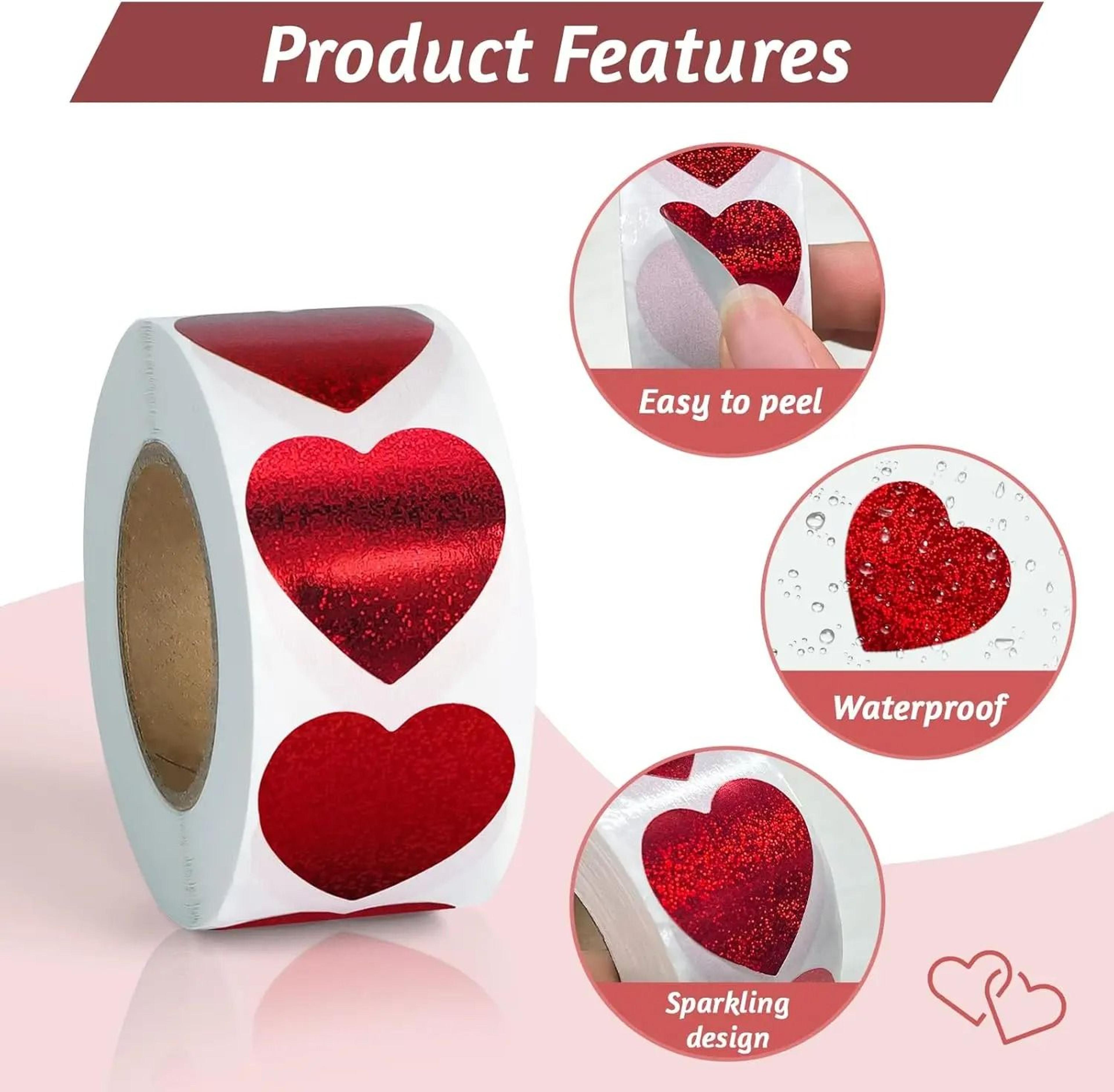 red heart shape sticker roll valentine gift box packaging labels for party decor