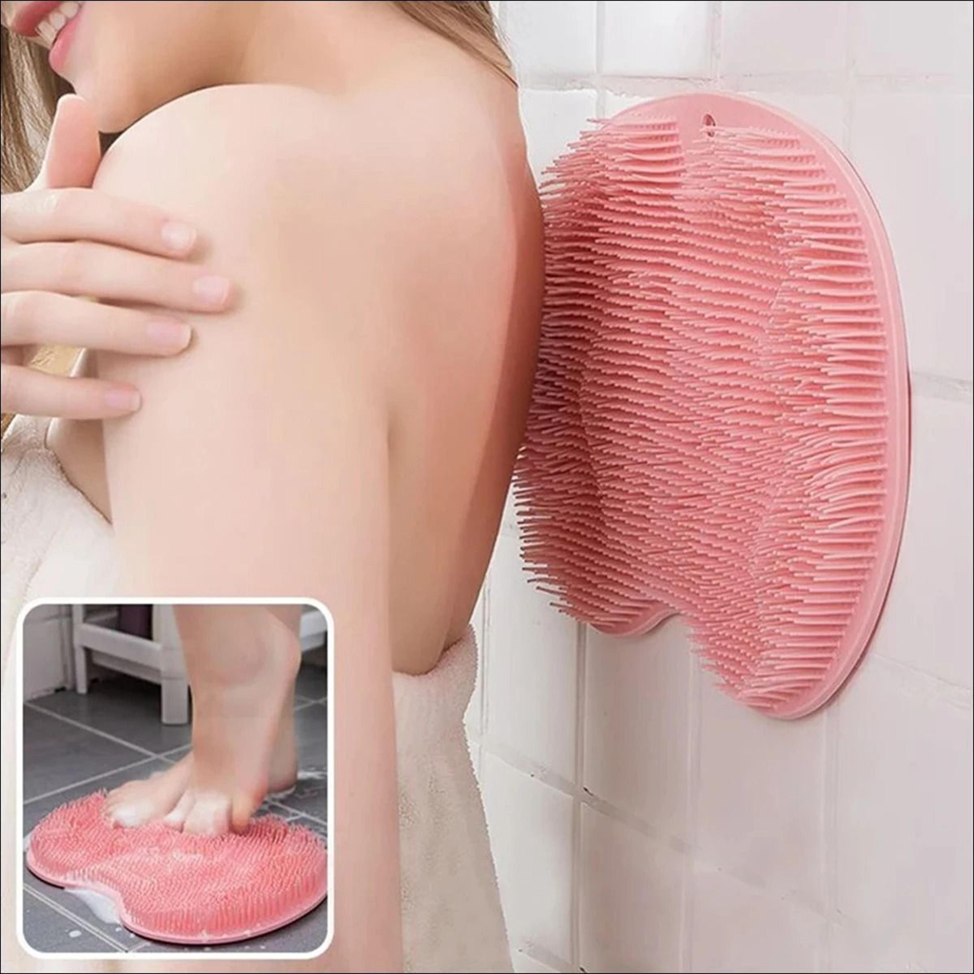 silicone shower foot scrubber and wall mounted back massager mat with suction cups