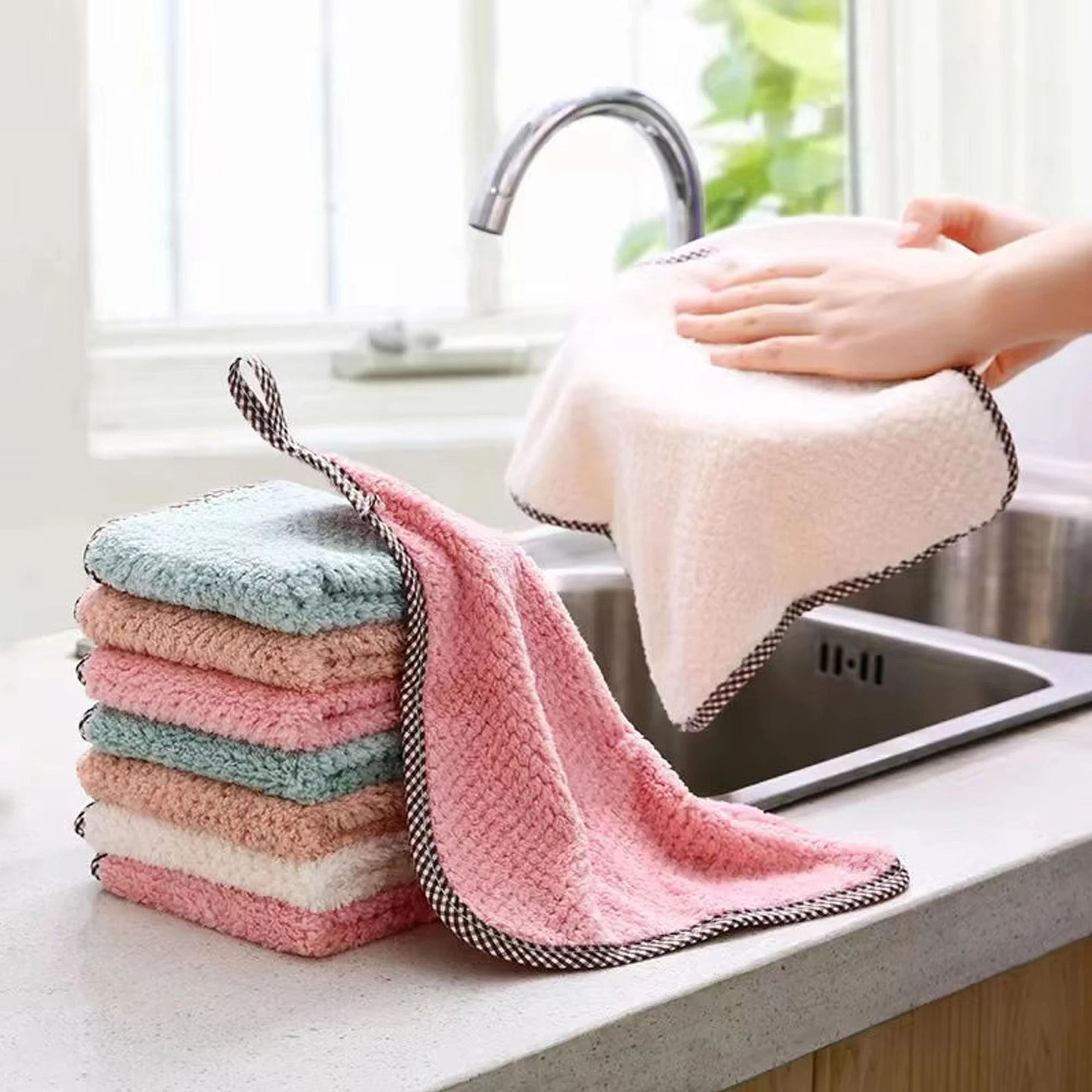 non stick oil absorbent microfiber kitchen cleaning cloths and scouring pads set