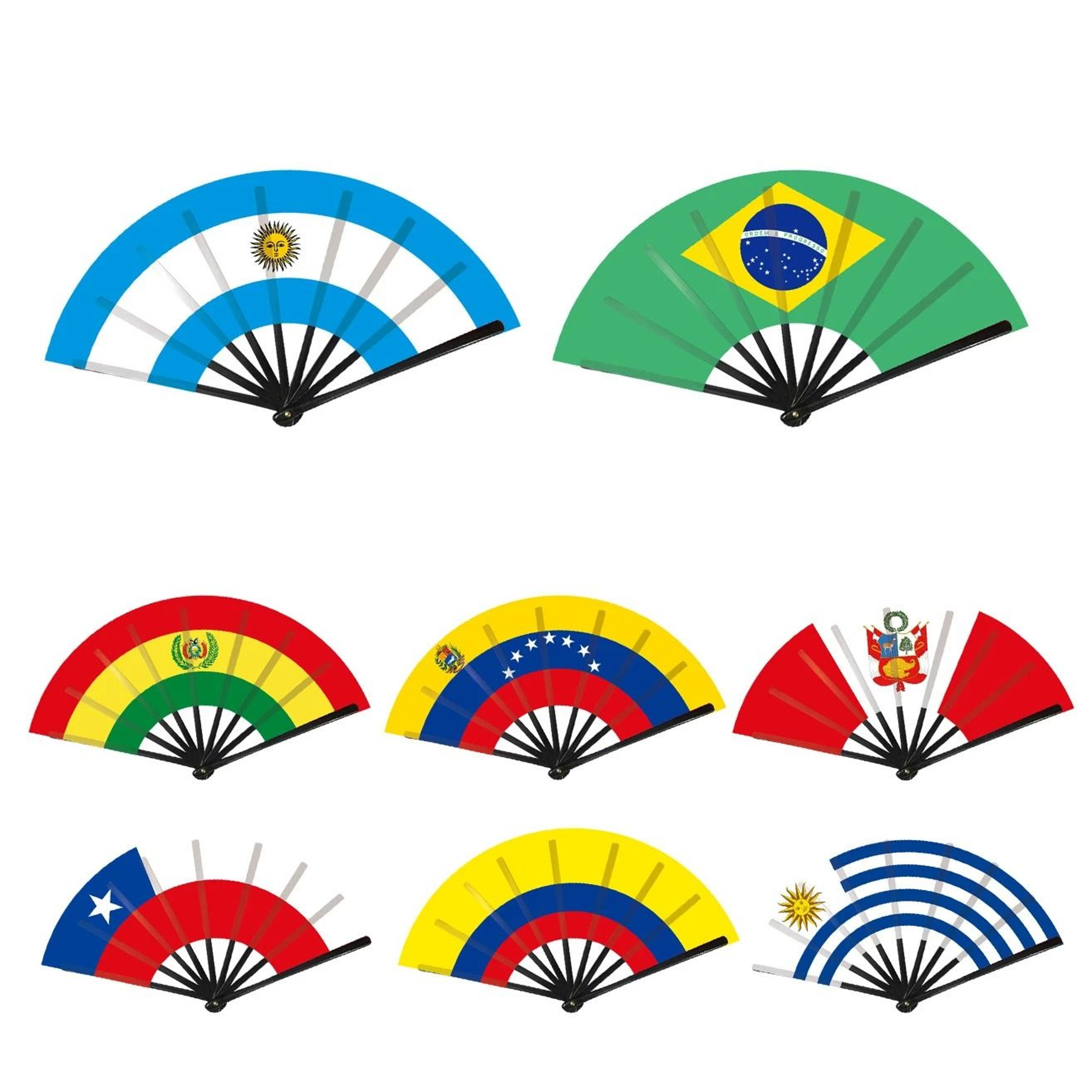 folding hand fan south america country flags cheering fan for sports events and festivals