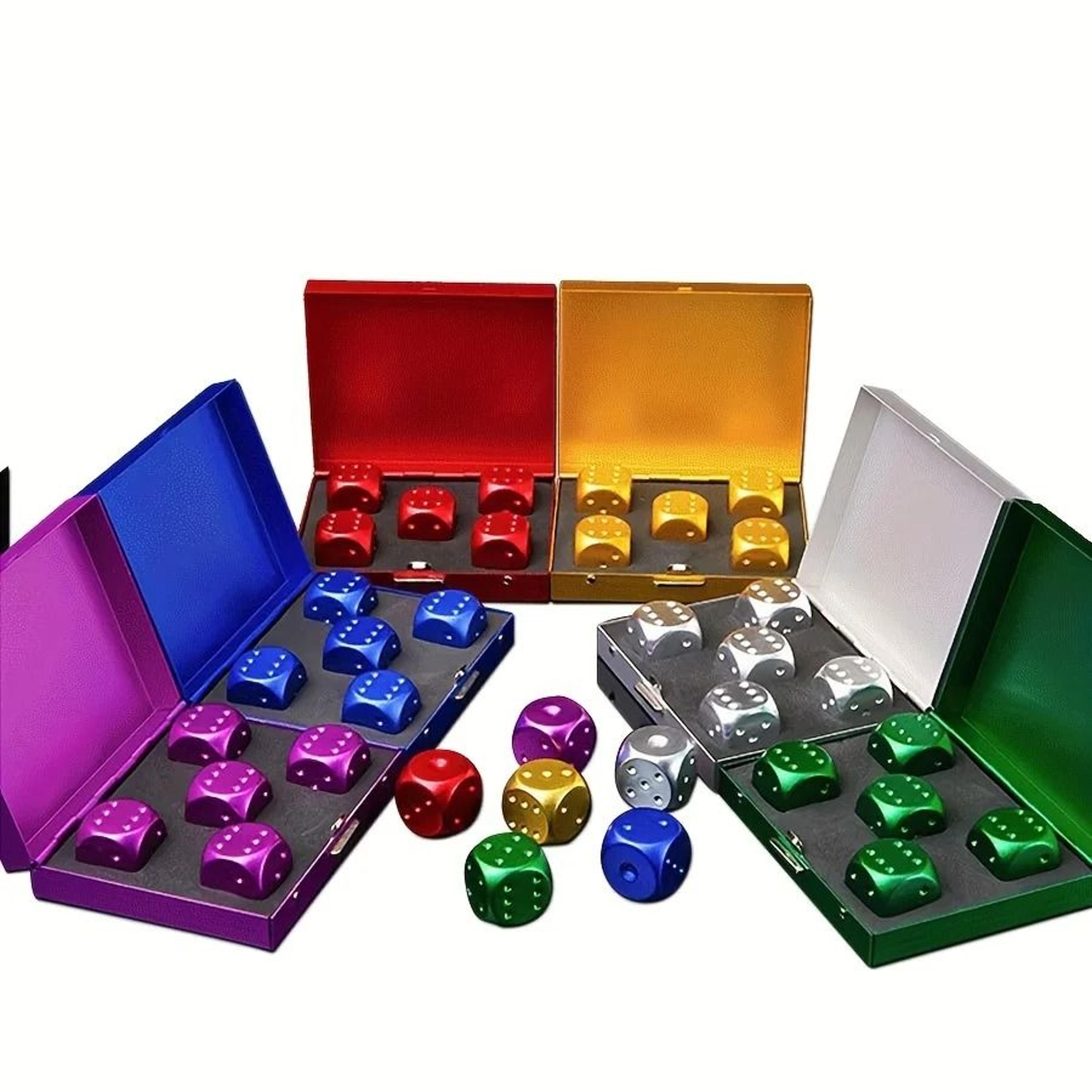 aluminum alloy metal dice set with storage case portable colored gaming dice