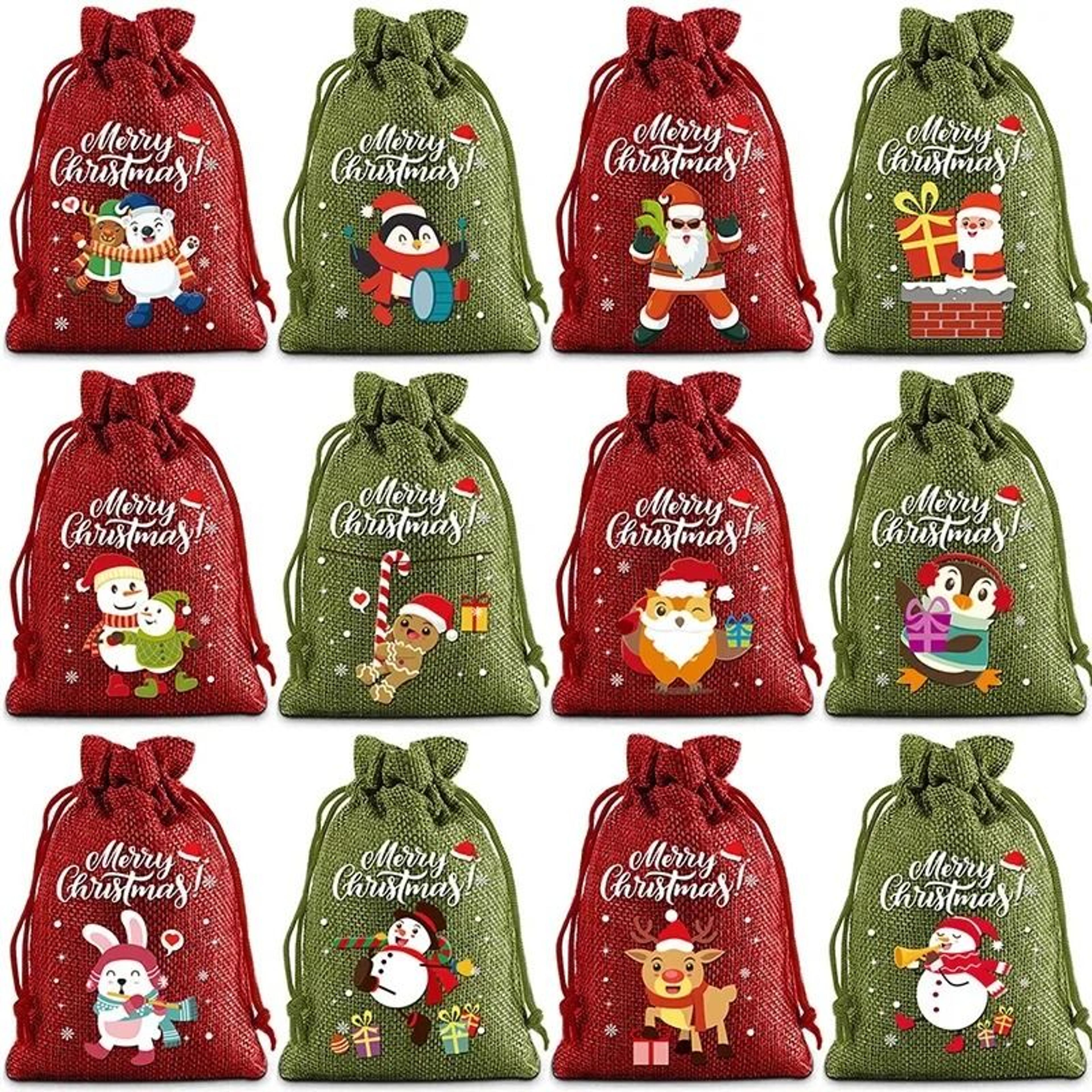 christmas burlap drawstring candy bag santa gift sack holiday party favor pouch