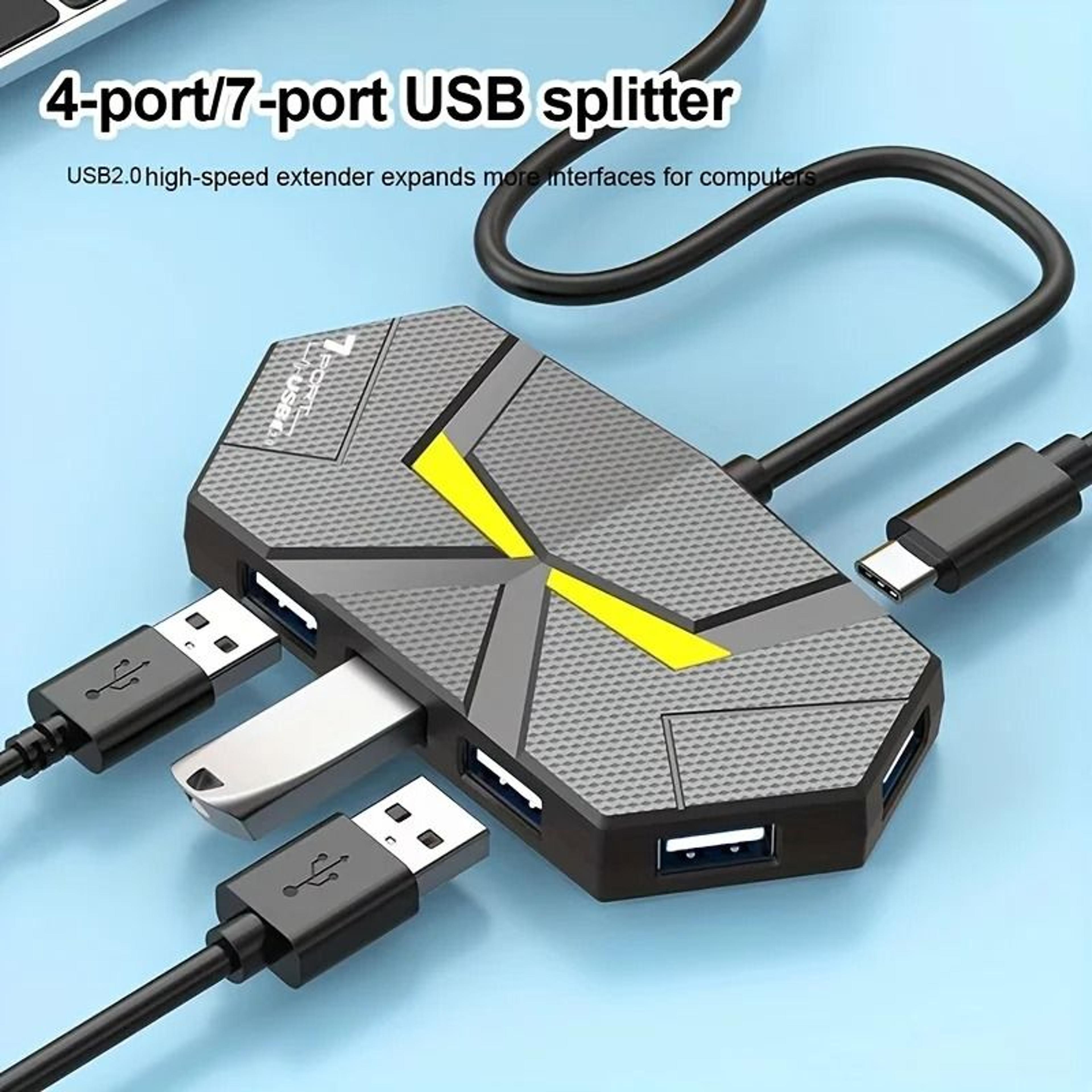 usb hub multi port splitter with led light stable type c adapter data transfer