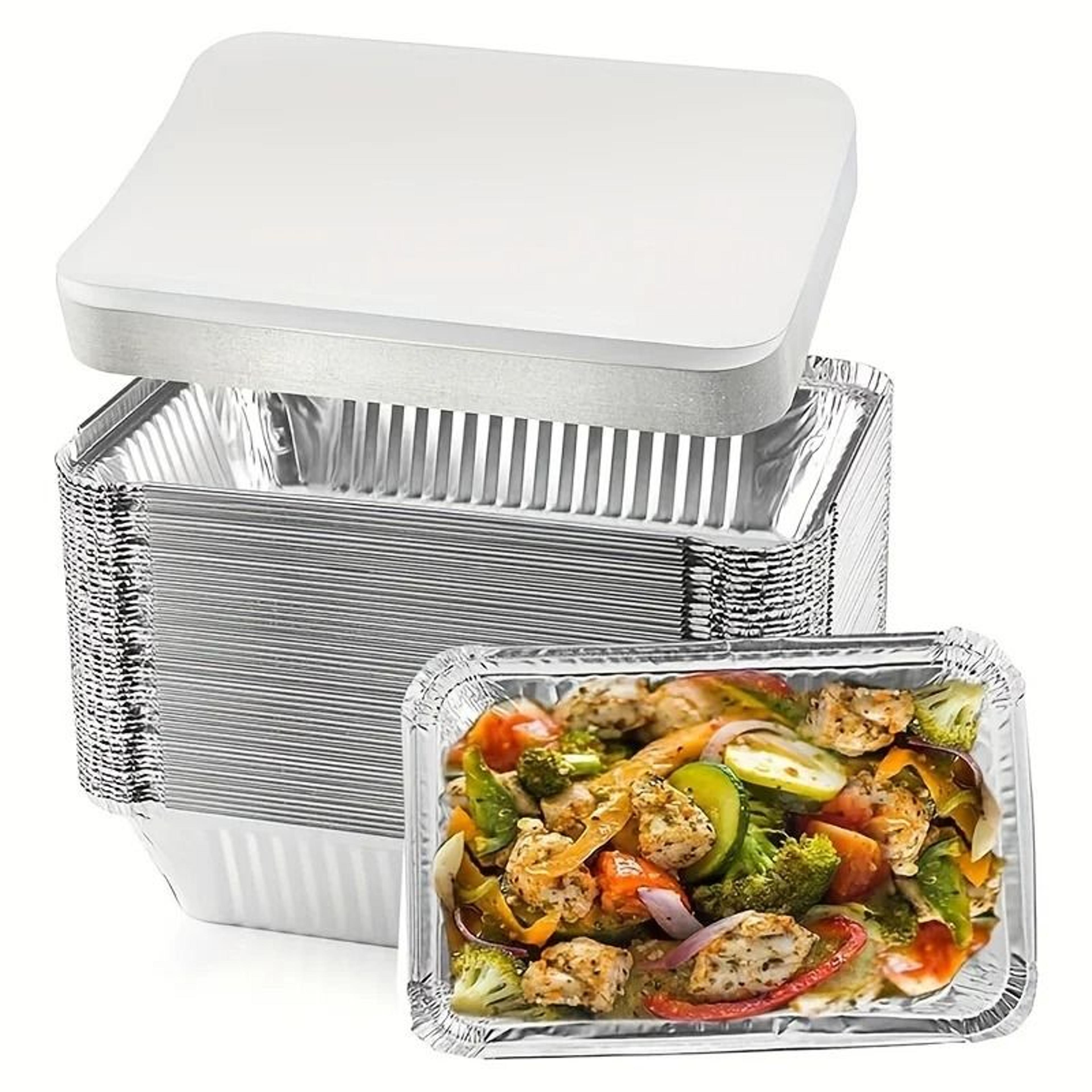 disposable aluminum trays with lids foil pans for bbq drip meal prep baking