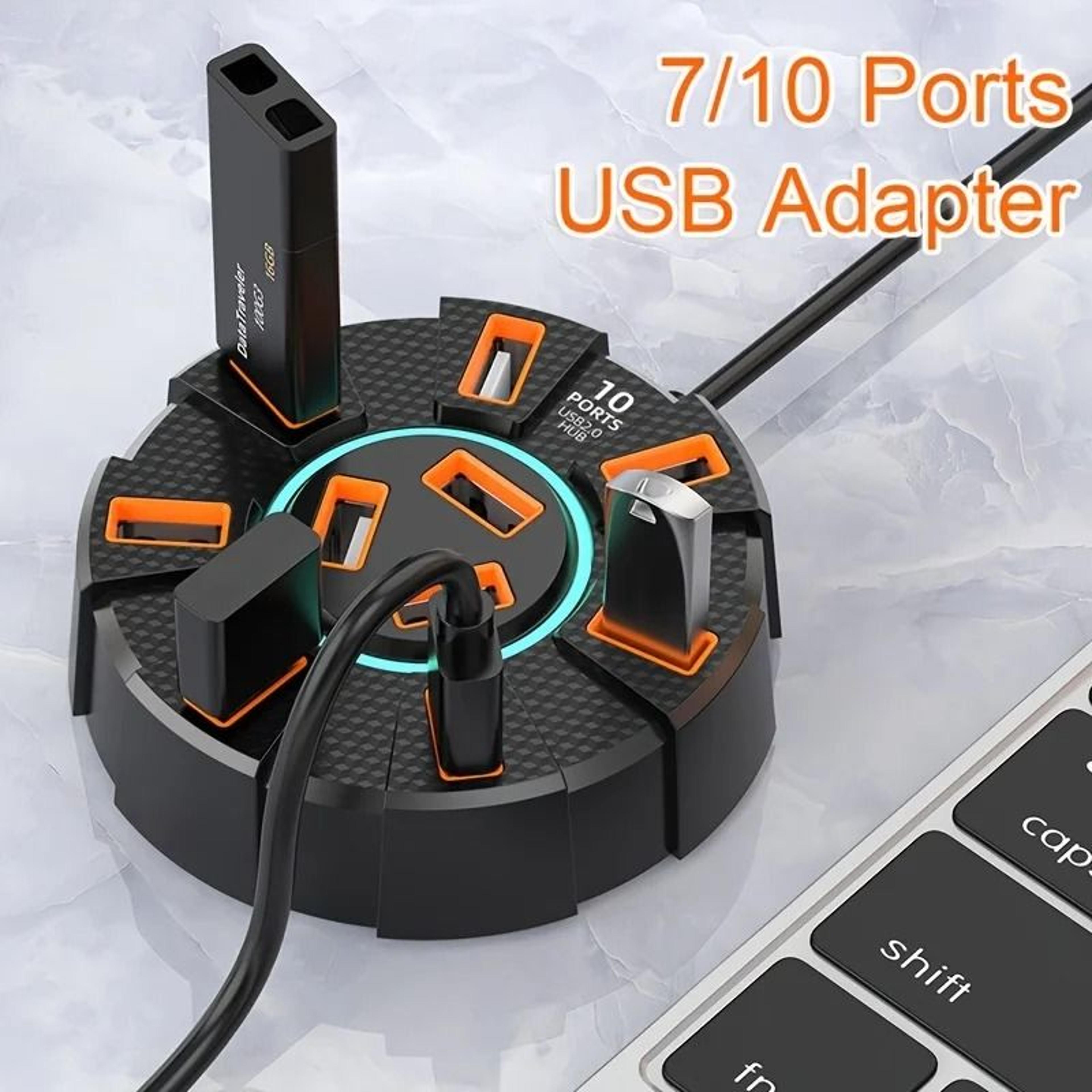 high speed multi port usb 2.0 hub expansion splitter with individual led power switches