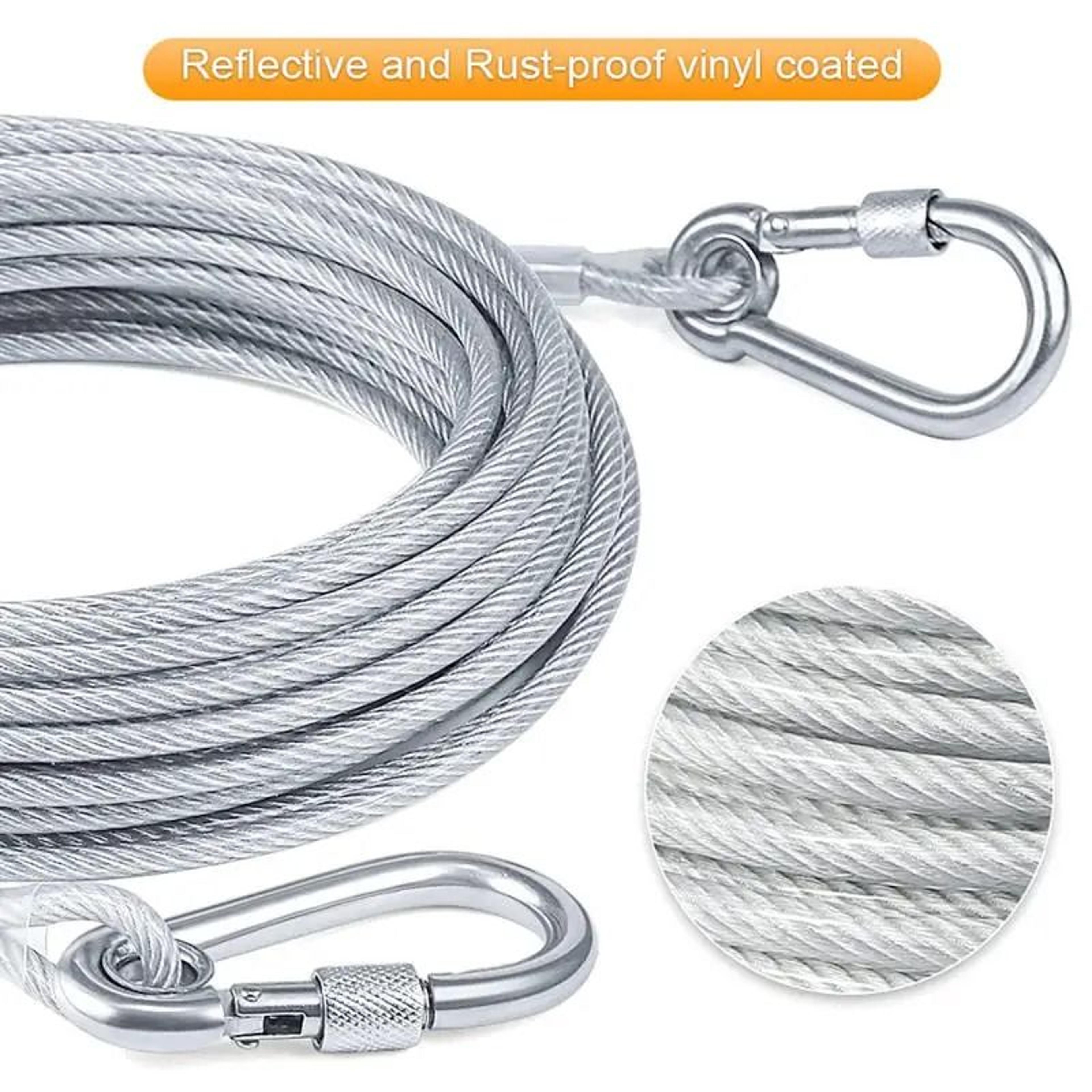 heavy duty reflective dog tie out cable stainless steel runner line with swivel hooks