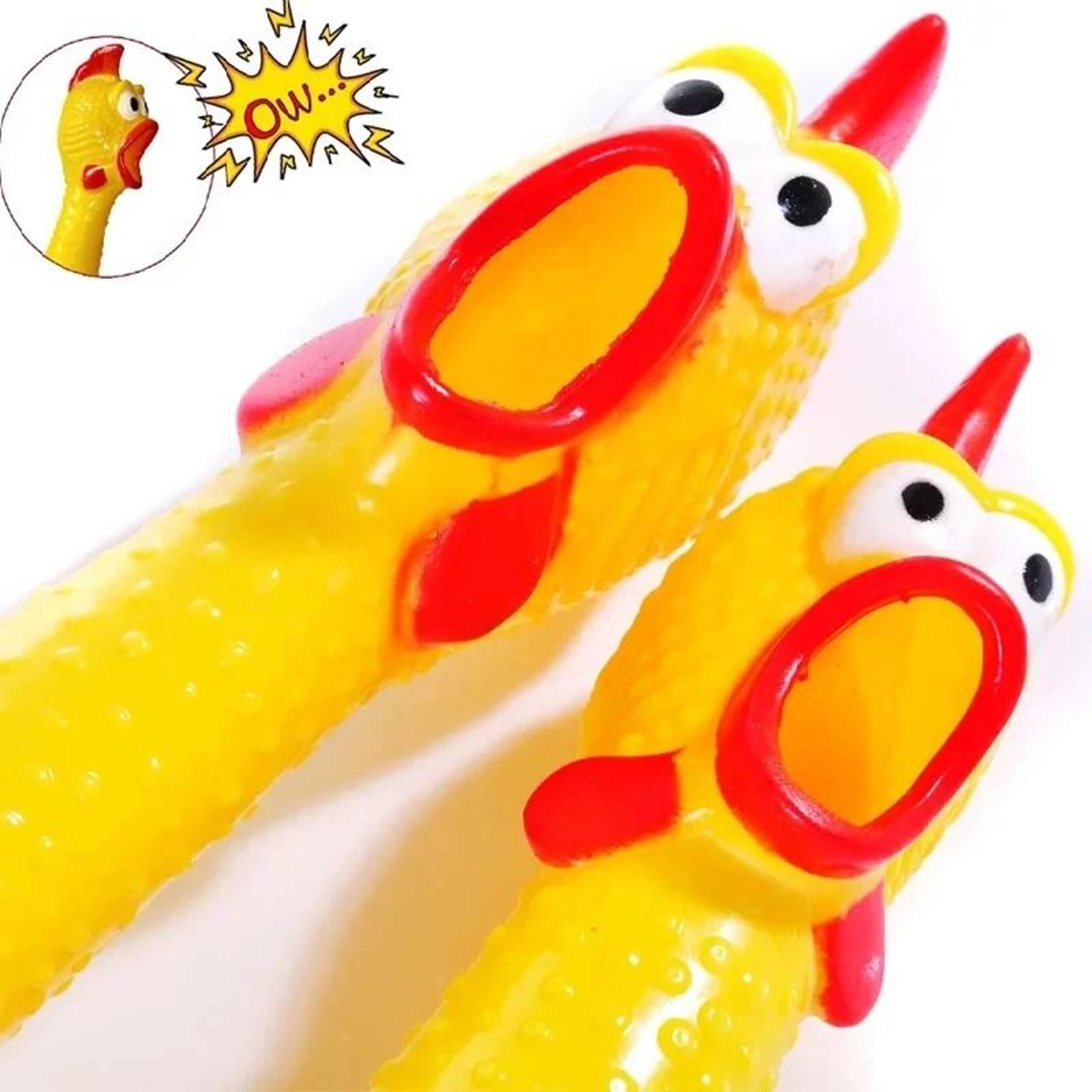 classic screaming chicken squeak toy durable yellow rubber dog chew sound toy