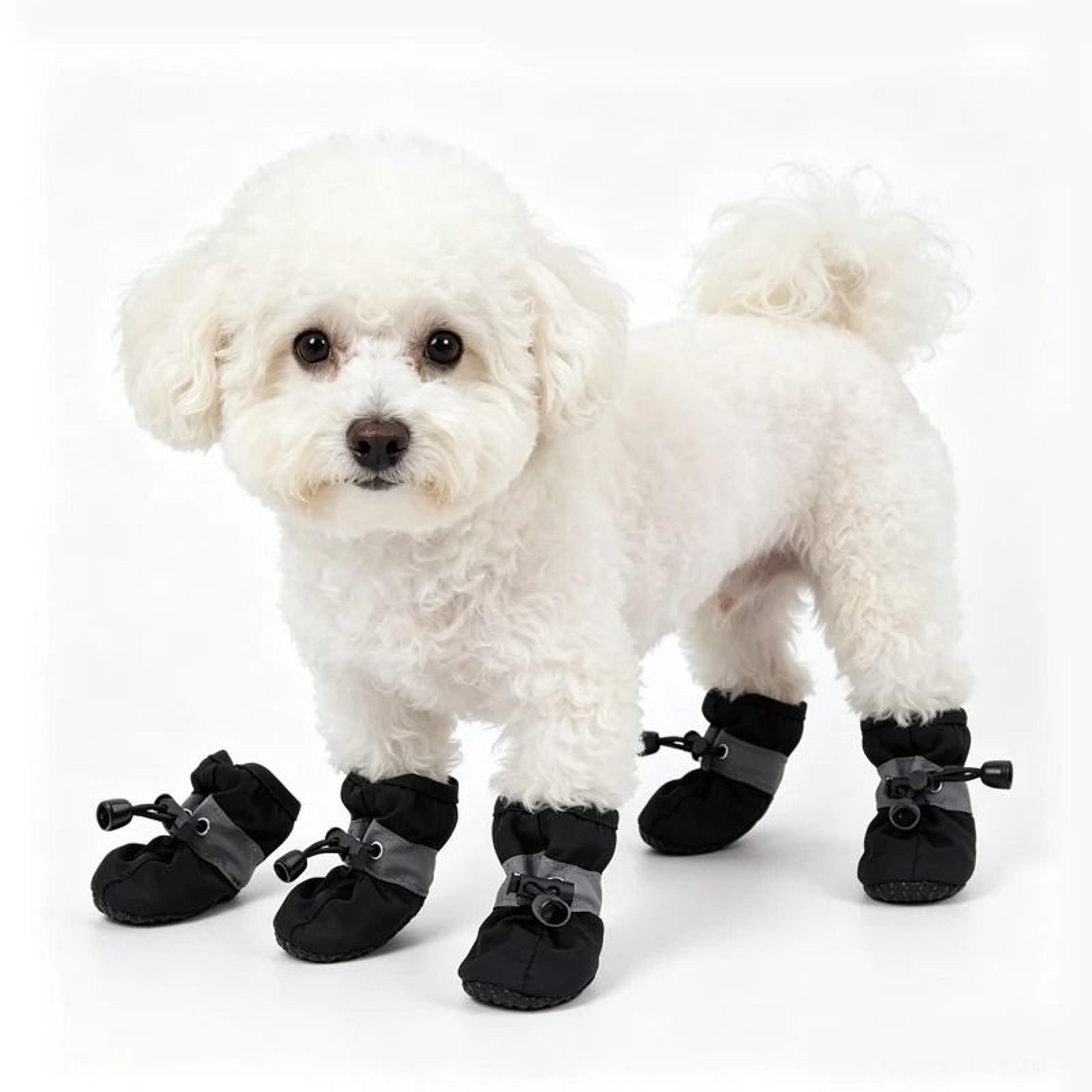 4 piece all season pet dog shoes anti slip water resistant boots warm puppy booties