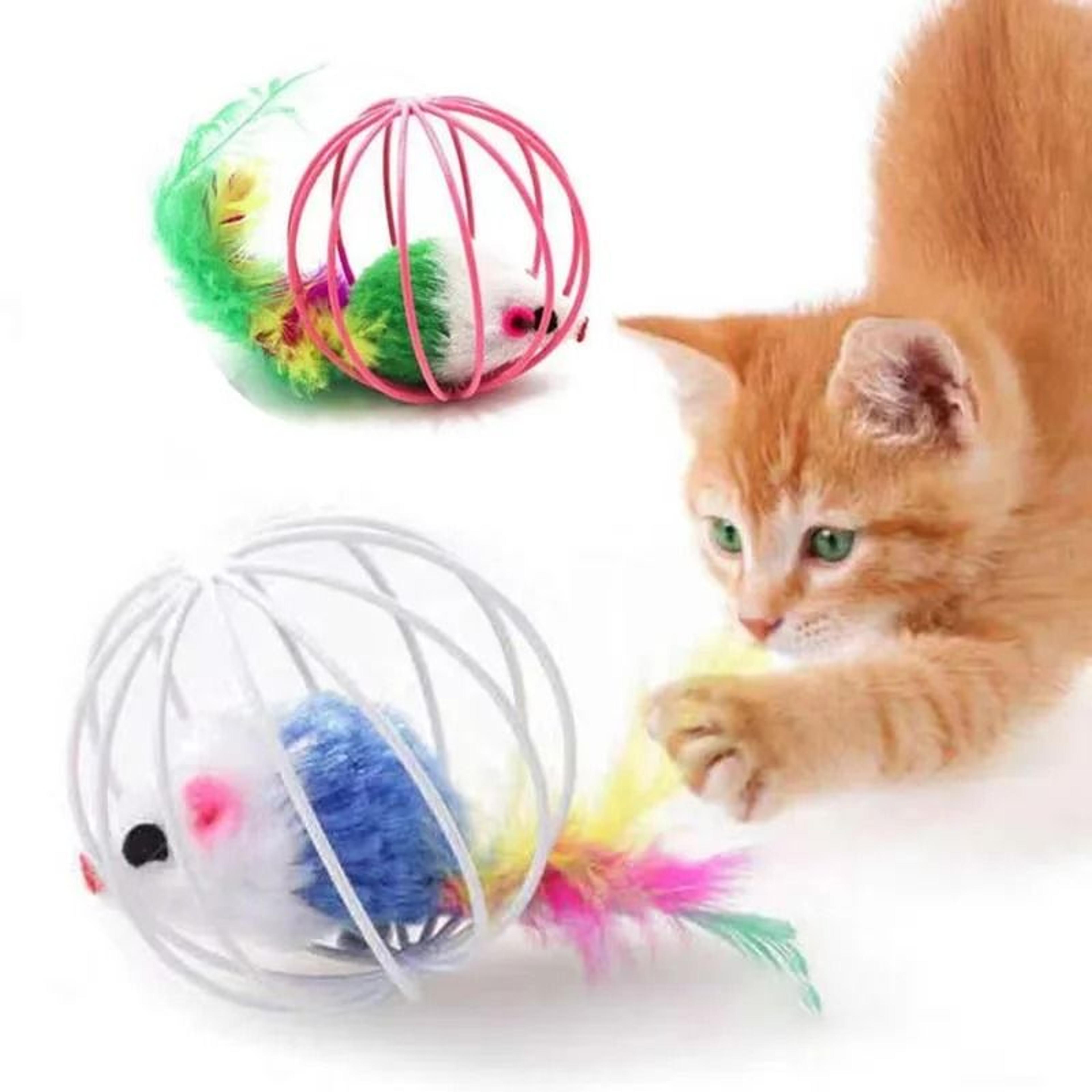 interactive wire ball cage mouse cat toy rolling rattling chasing toy for kittens