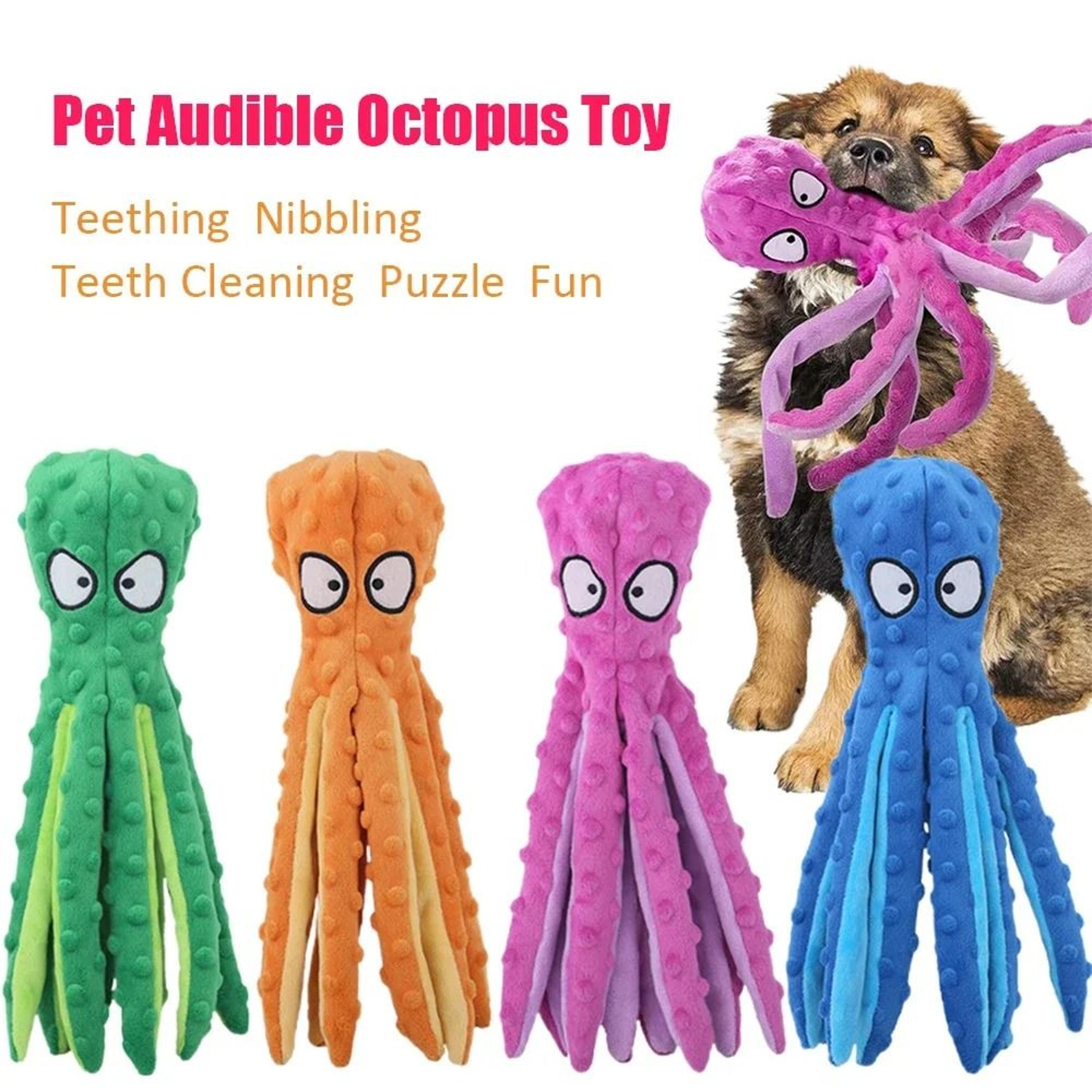 no-stuffing squeaky crinkle octopus plush dog chew toy for puppies small medium dogs